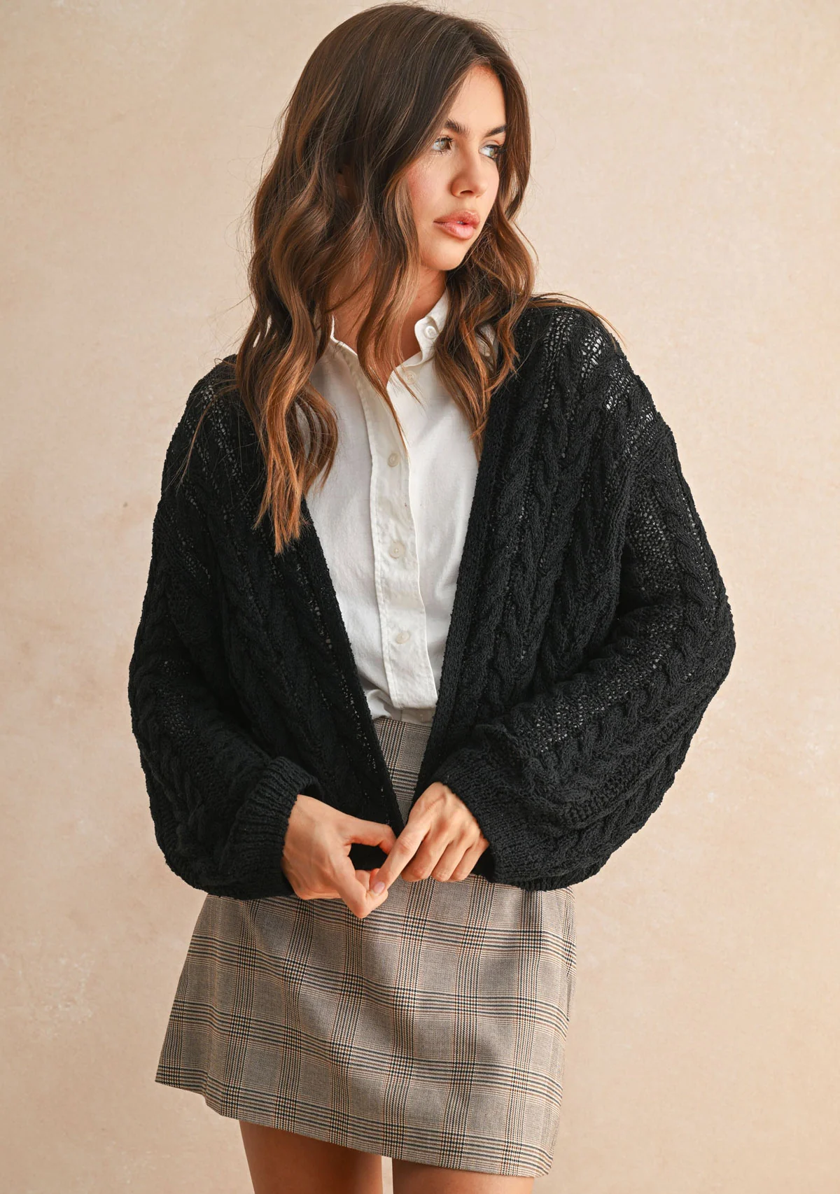Light Weight Cable Knitted Cardigan - Image 2