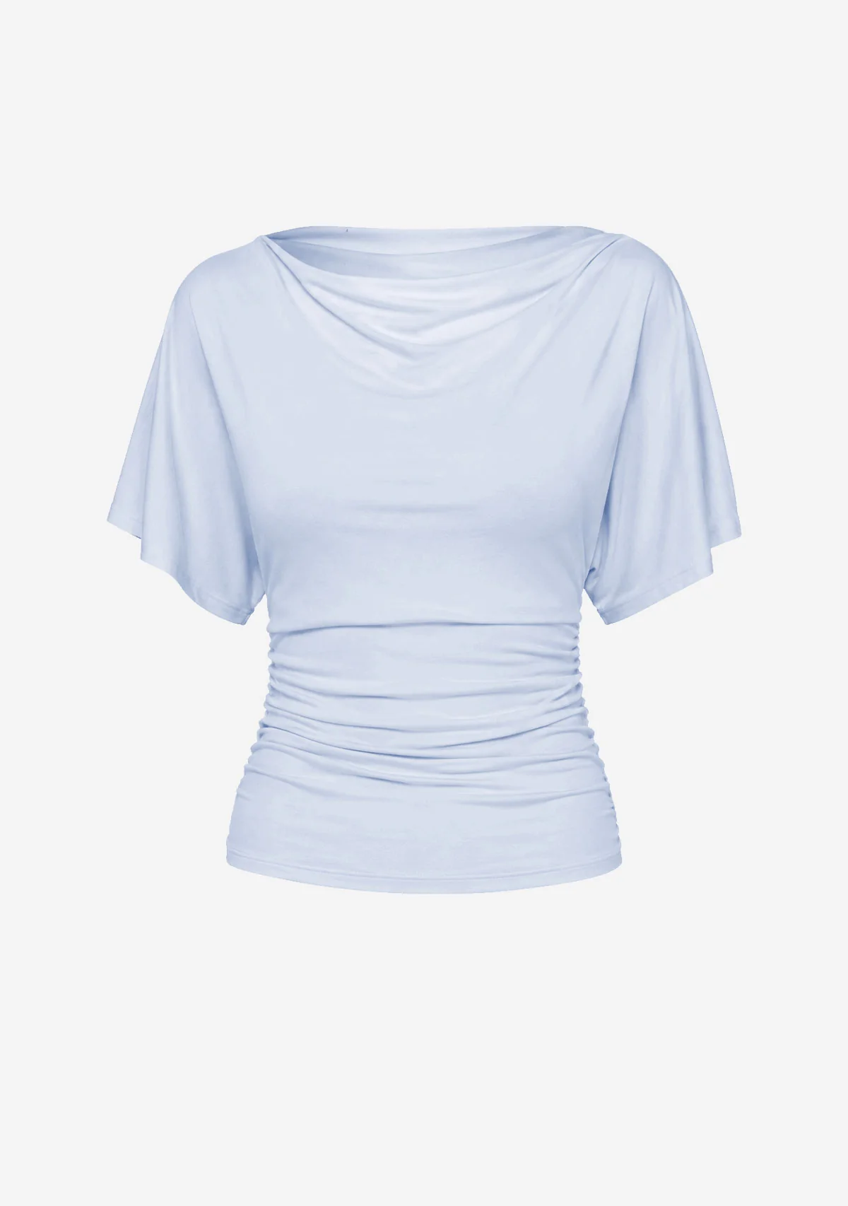 Livia Cowl-neck Ruched Top Light Blue