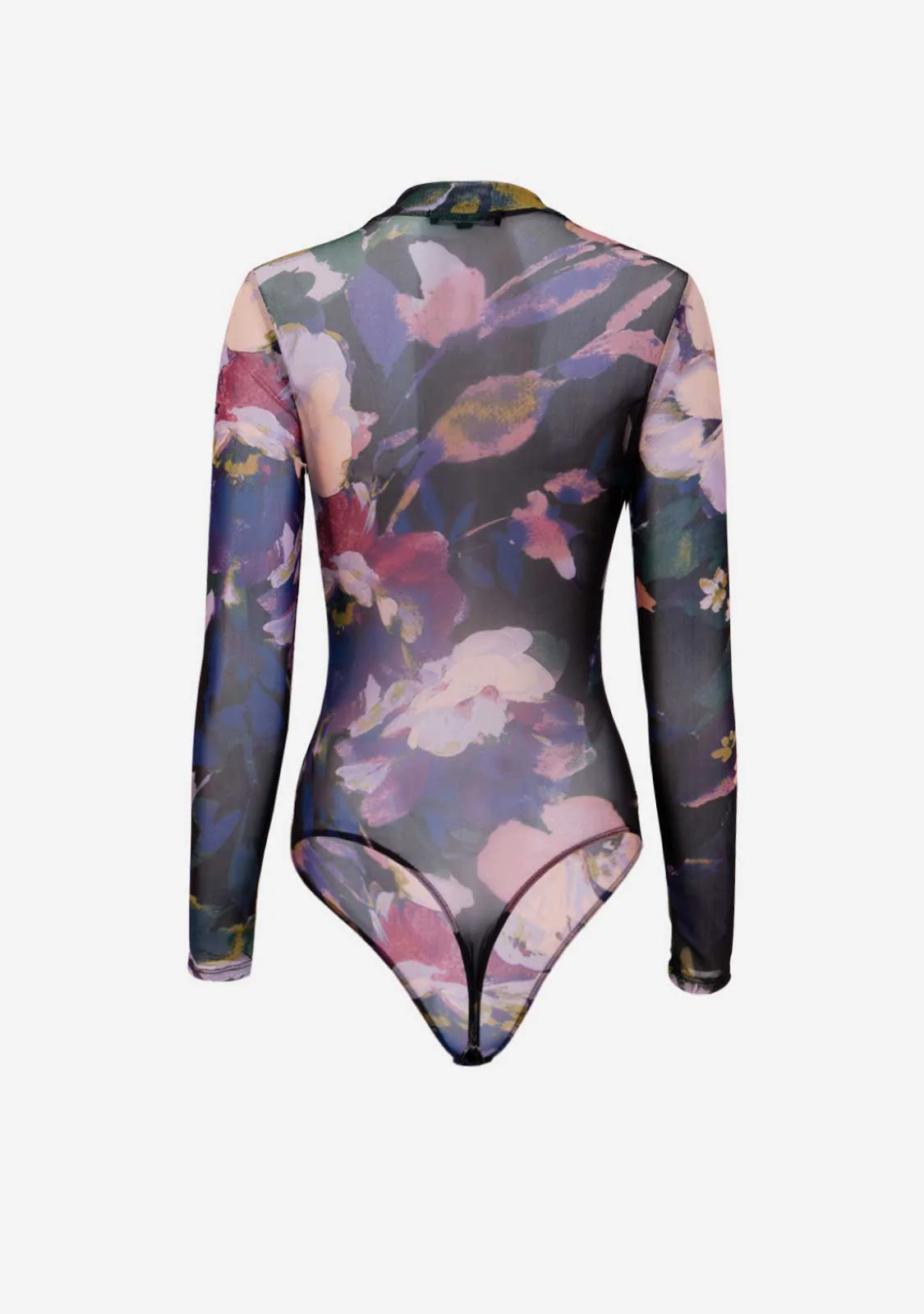 Low Mock Neck Long Slv Mesh Print Bodysuit - Image 2