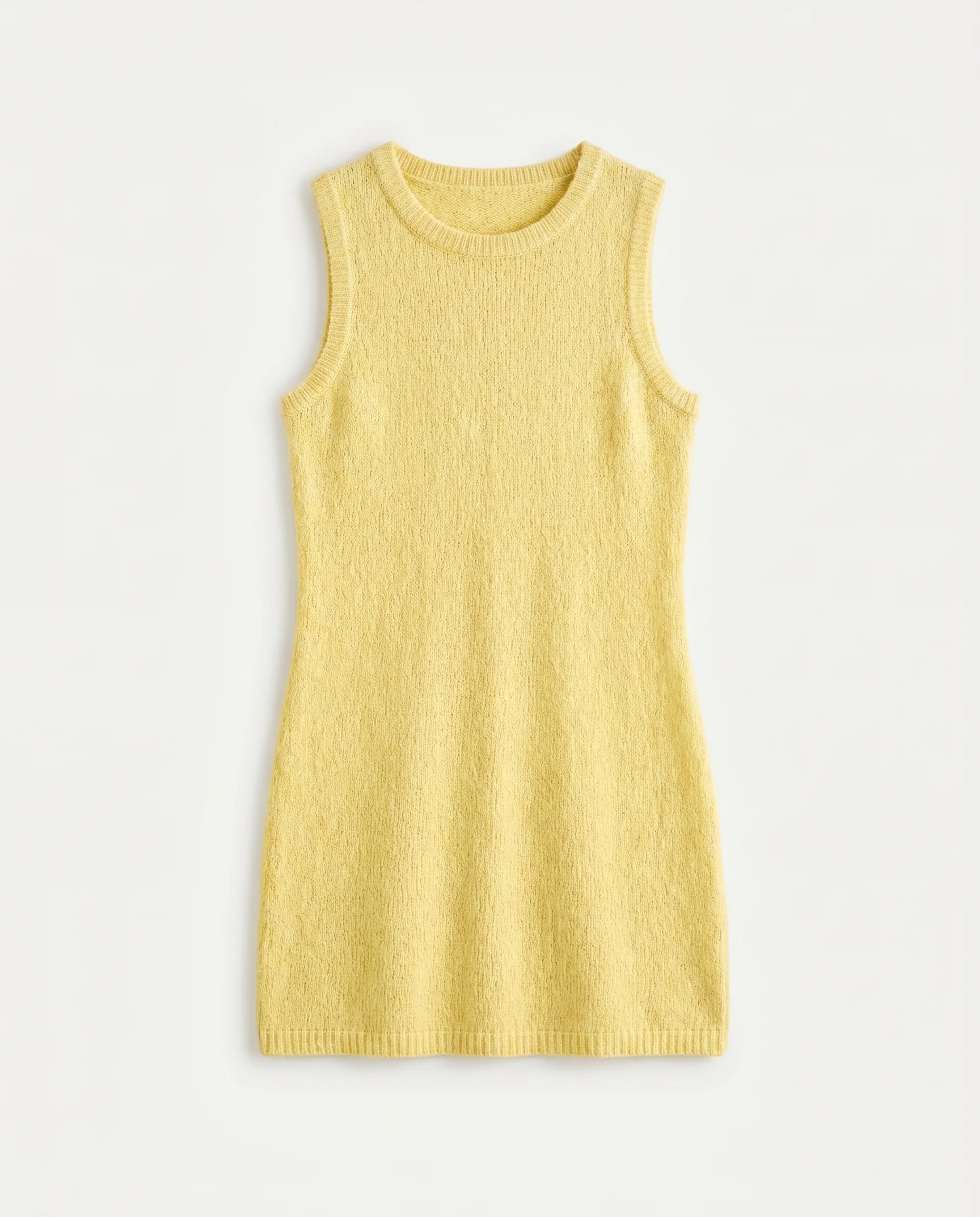 Marbella Mini Knit Cotton Round Neck Sleeveless Mini Creamy Yellow - Image 8