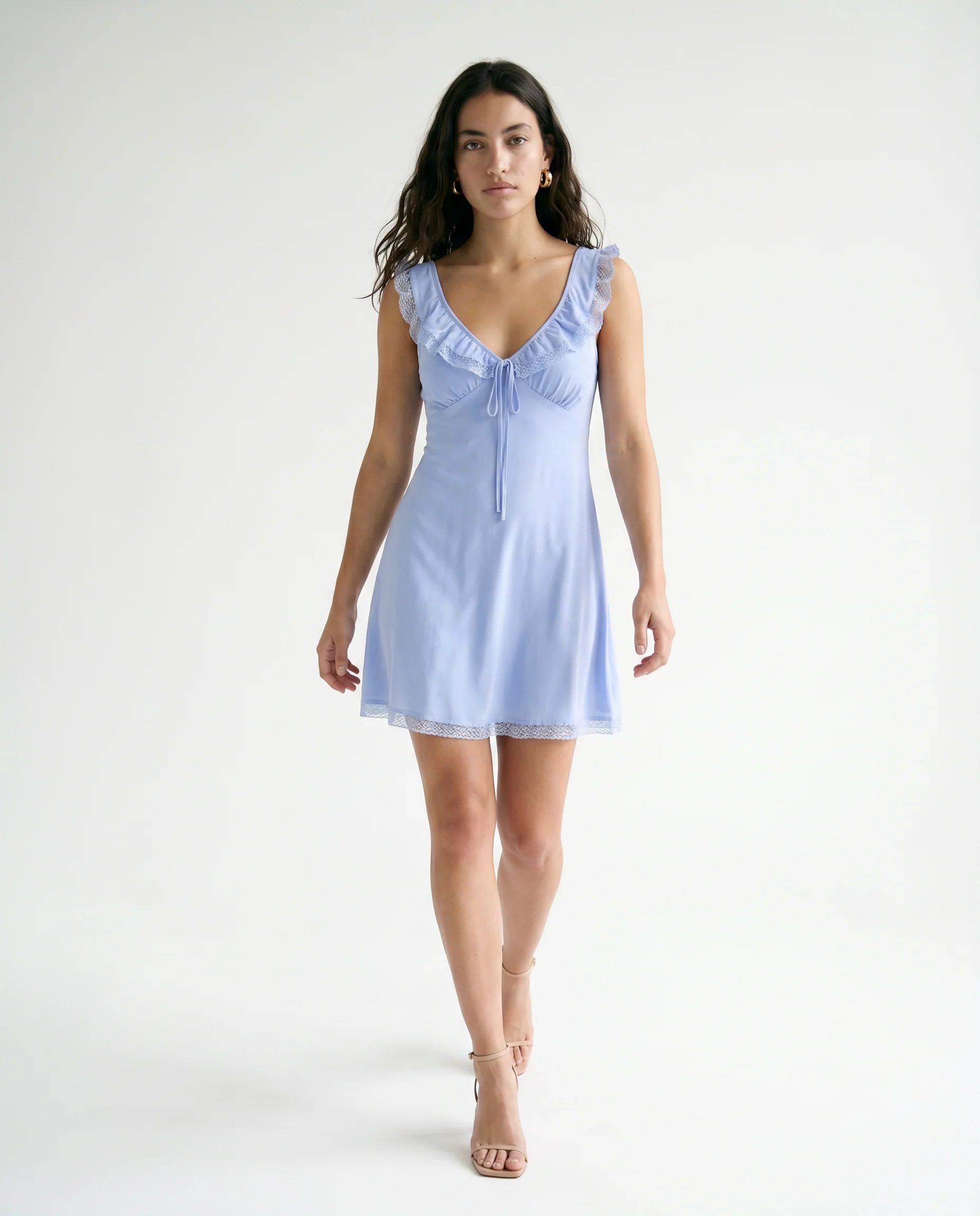 Margaux Chiffon Coquette Slip Mini Dress Light Blue - Image 2