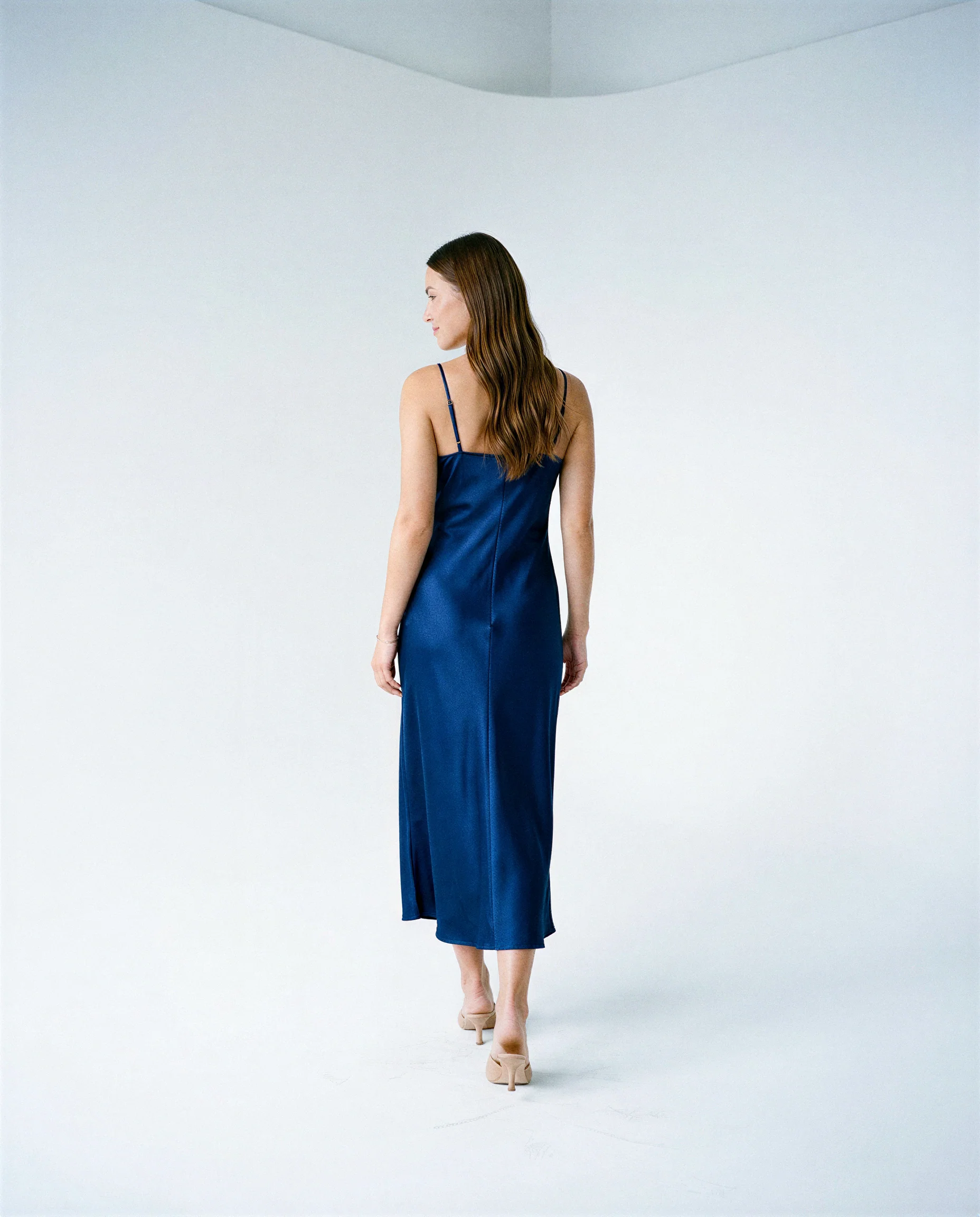 Mari Satin Slip Dress Midnight - Image 4