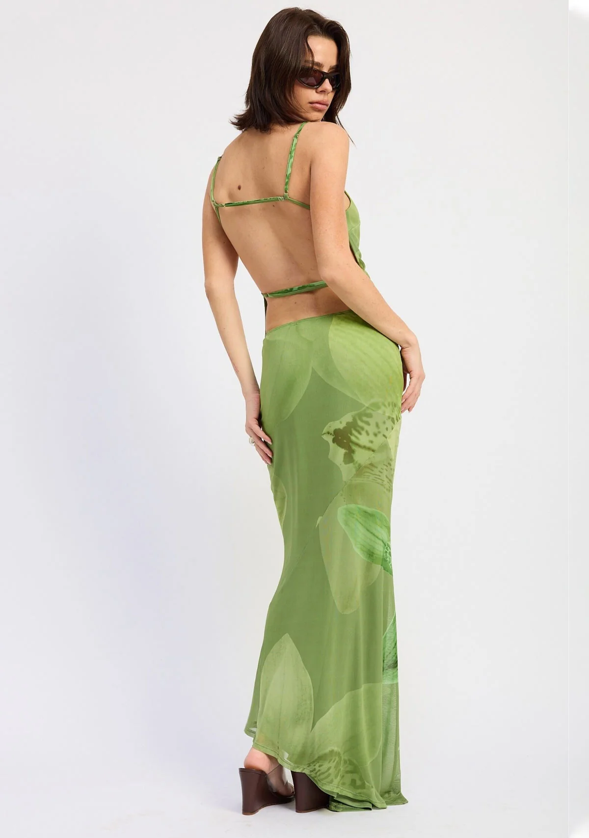 Mermaid Maxi Skirt Green Floral - Image 3