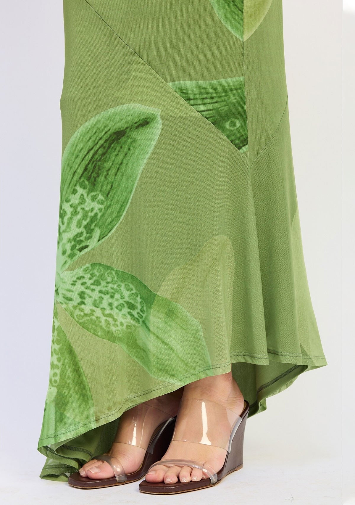 Mermaid Maxi Skirt Green Floral - Image 4
