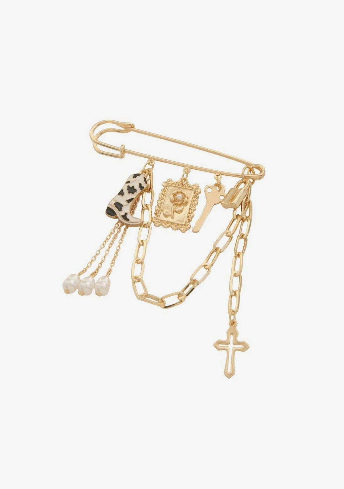 Metal Western Safety Pin Chain Tassel