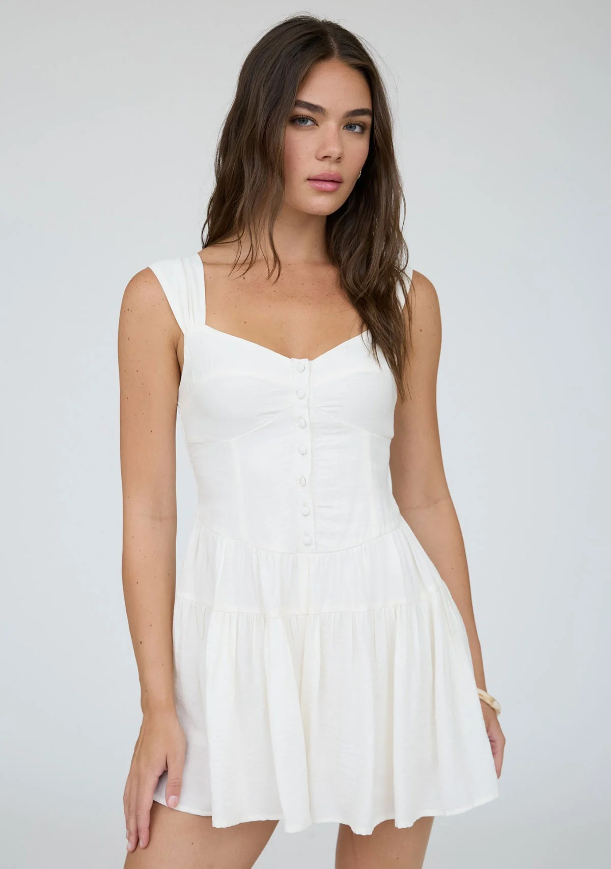Button Down Sleeveless Romper Cream - Image 2