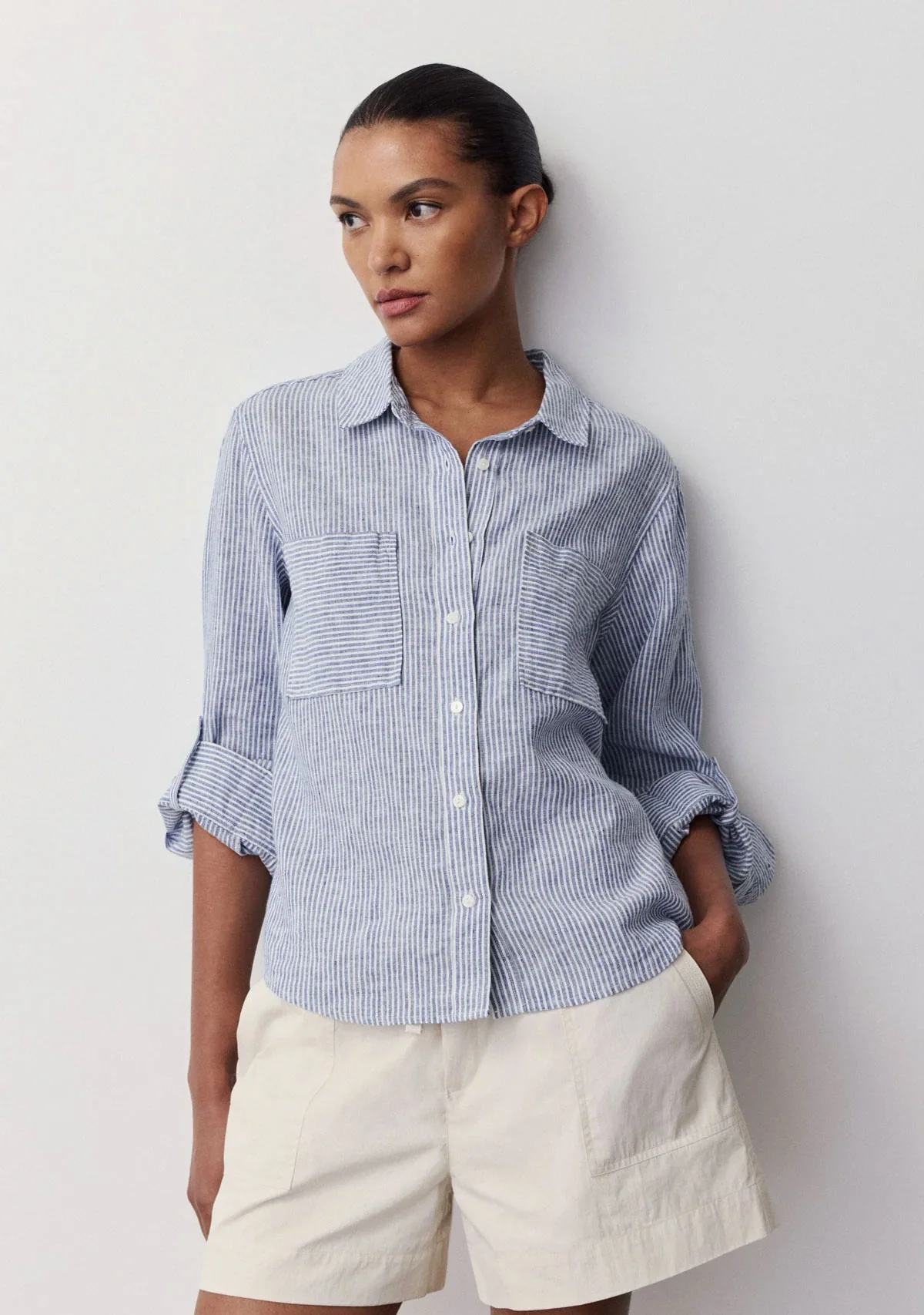 Moca Shirt Navy Stripe - Image 2