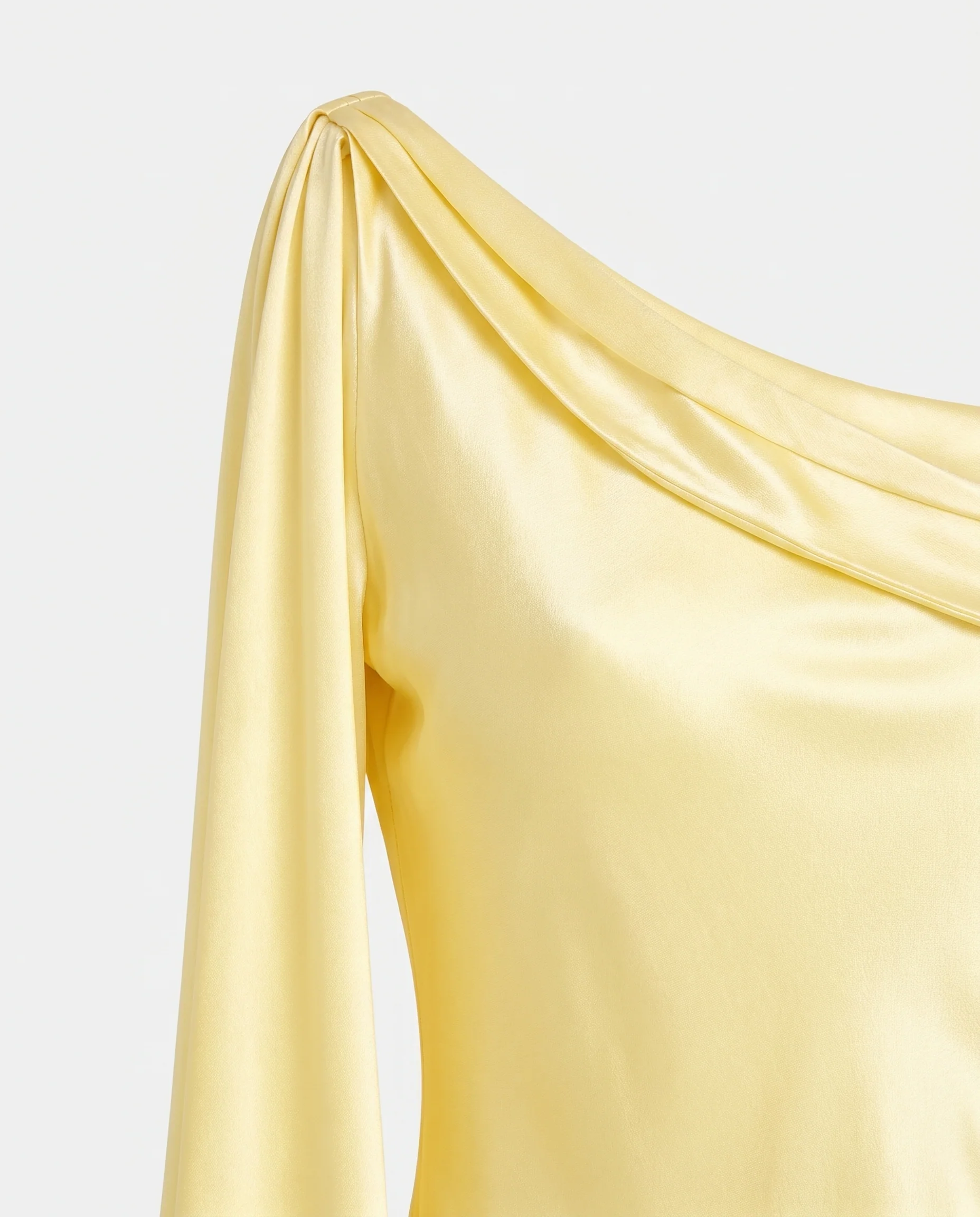 One Shoulder Satin Maxi Dress BUTTER - Image 4