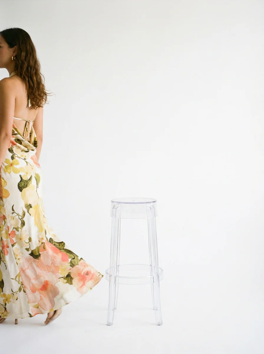 One Side Metal Triming Halter Dress - Image 3