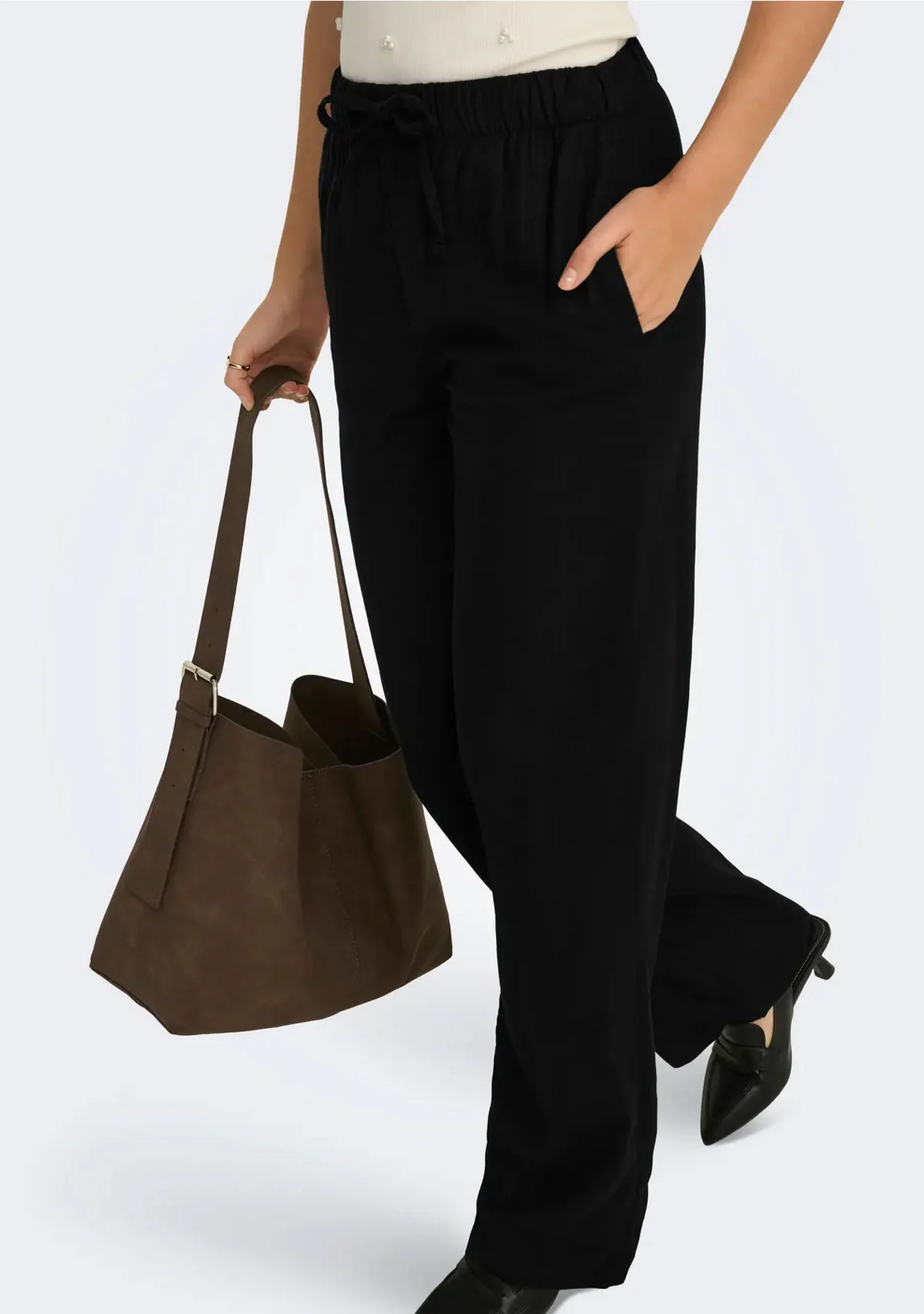Onl goa Linen Pullup Pant 32¨ Black - Image 2