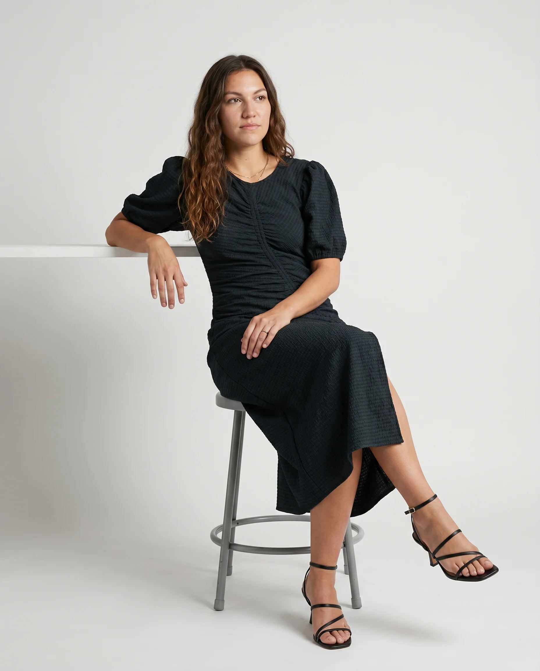 Open Structured Jersey Midi Dress Carbon - Image 6