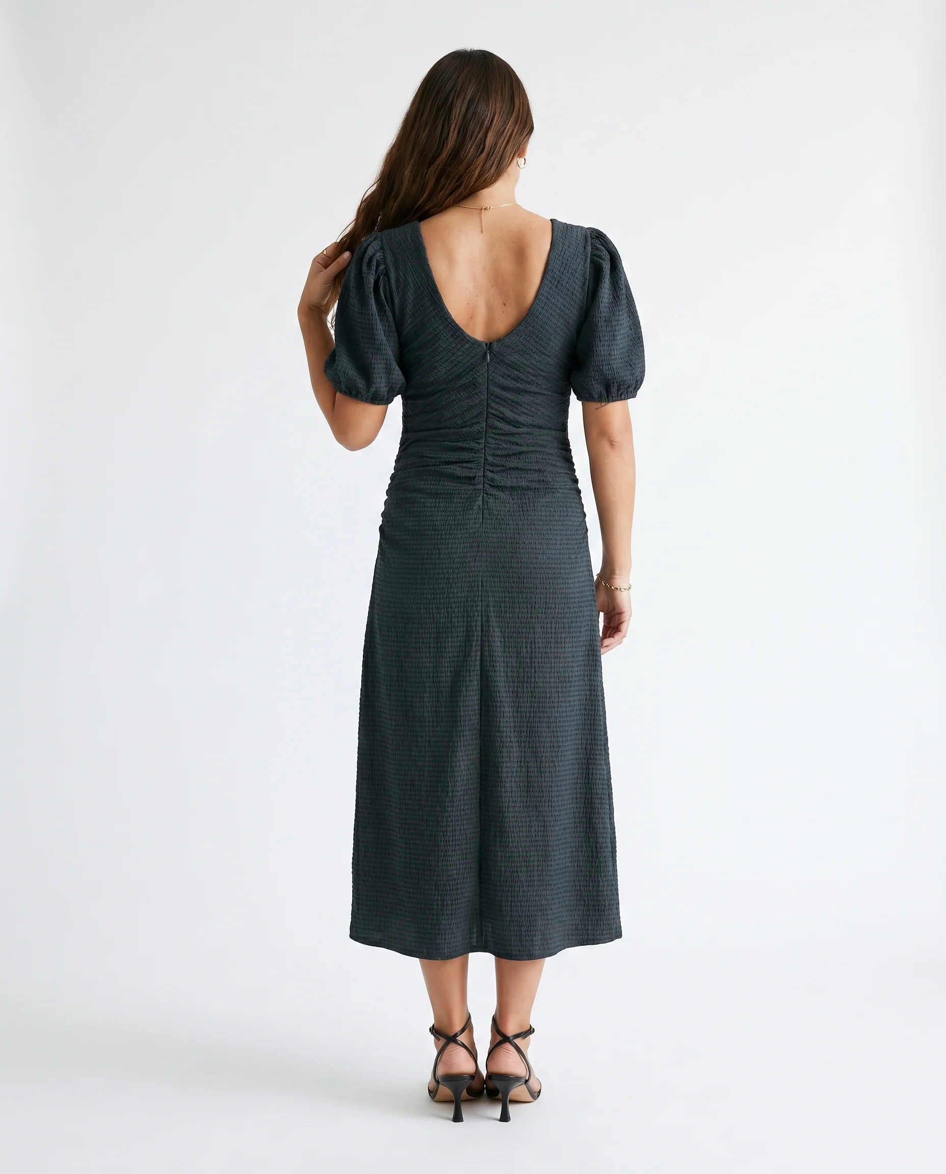 Open Structured Jersey Midi Dress Carbon - Image 7