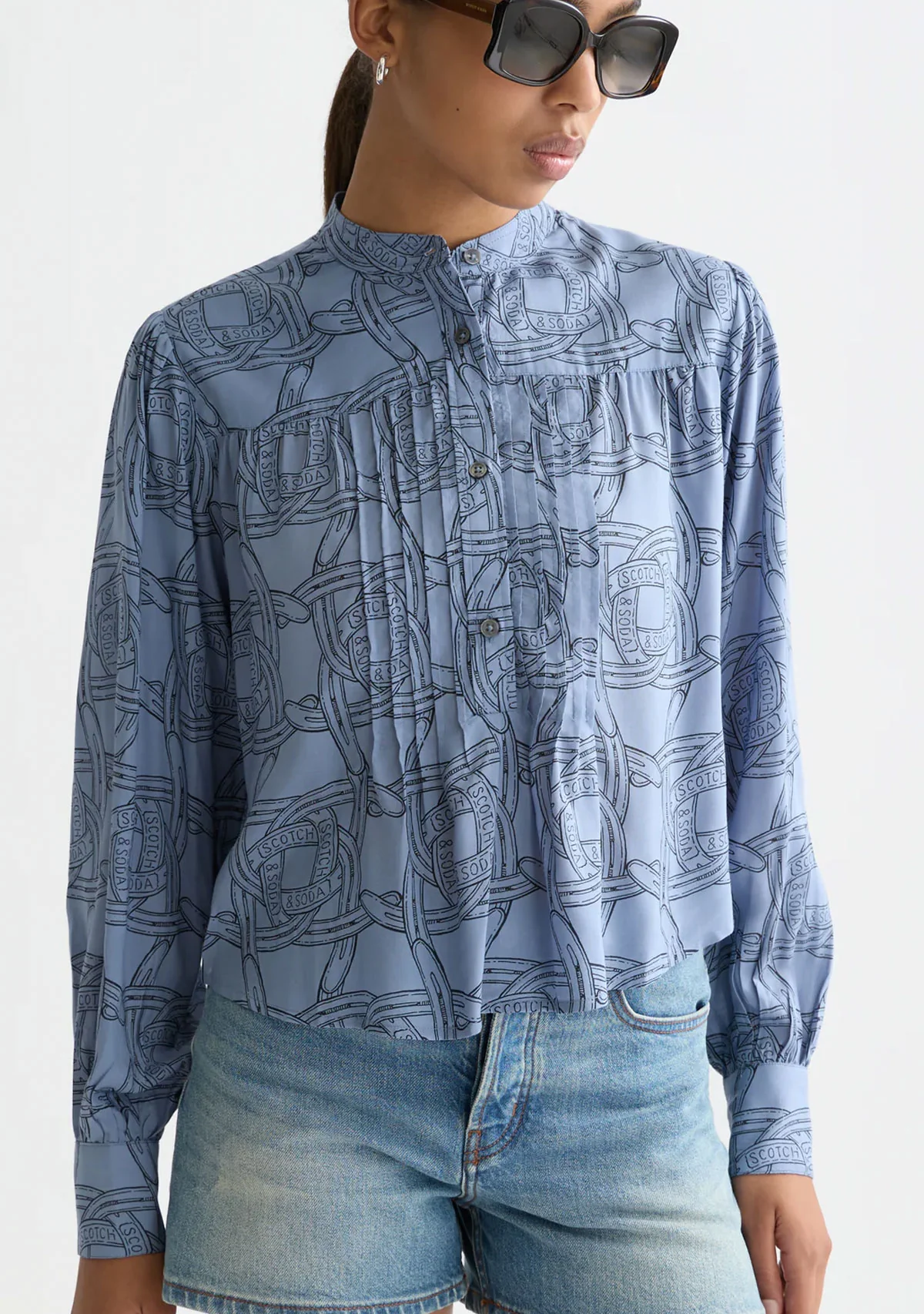 Pin Tuck Long Sleeve Shirt Horseshoe Infinity - Image 3