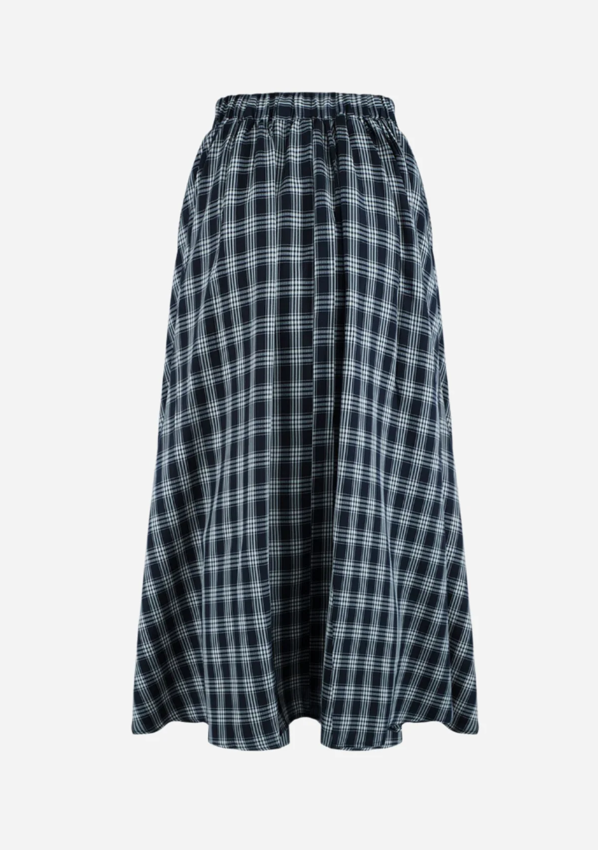 Plaid Seersucker Midi Skirt Navy - Image 2