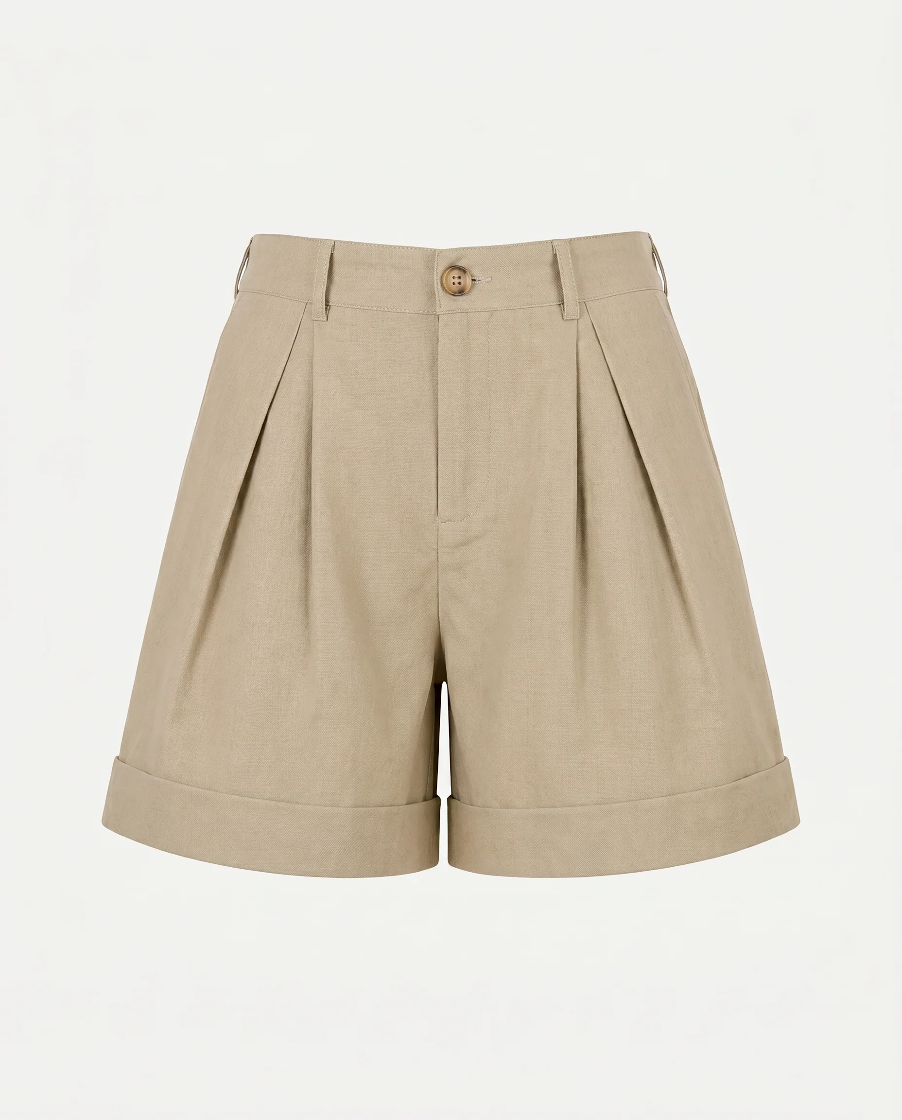 Pleated Front Relaxed Fit Shorts Green - Image 5