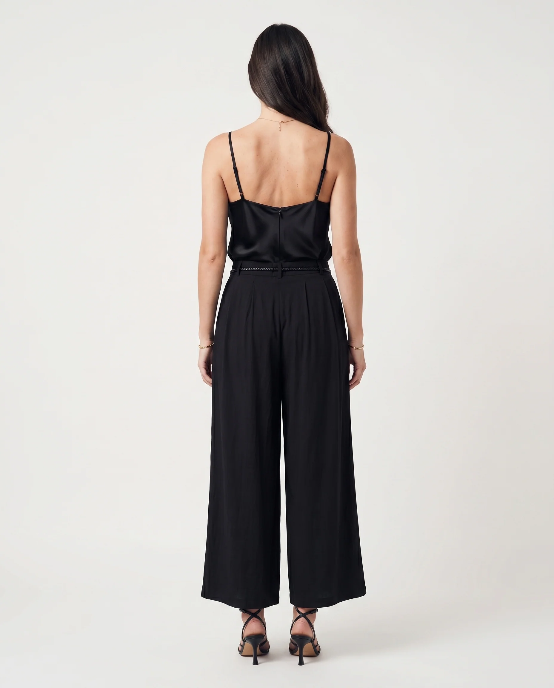 Pleated Wide-Leg Pants Black - Image 2