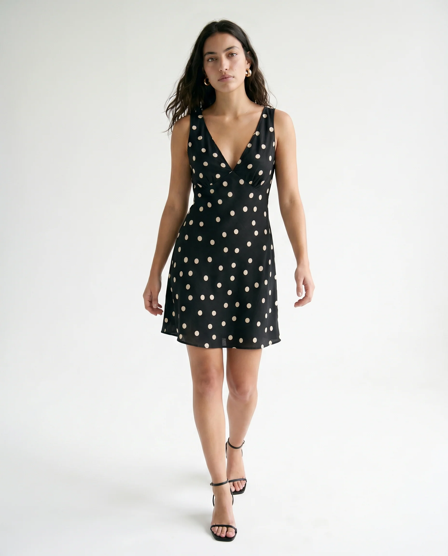 Polka Dot Mini Dress Black/Ivory - Image 4