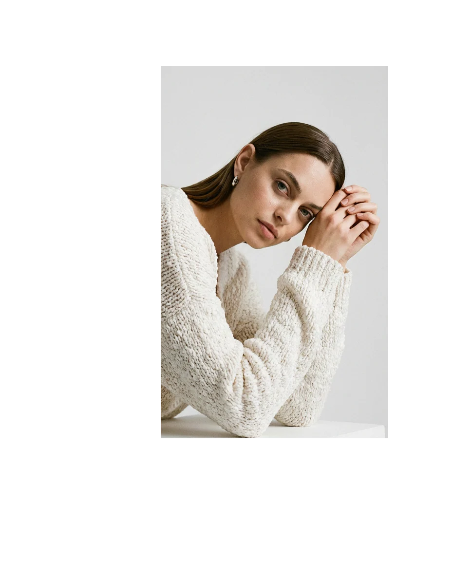 Popcorn Knit Sweater Cream Ivory - Image 4
