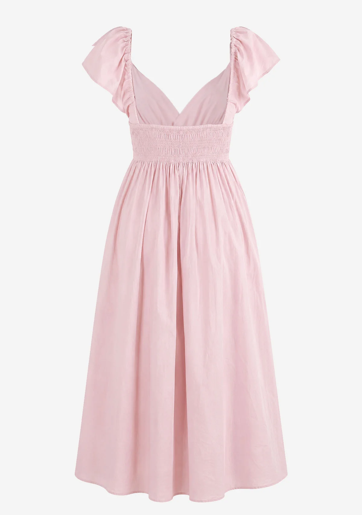Poplin Frill Sleeves Midi Dress Light Mauve - Image 2