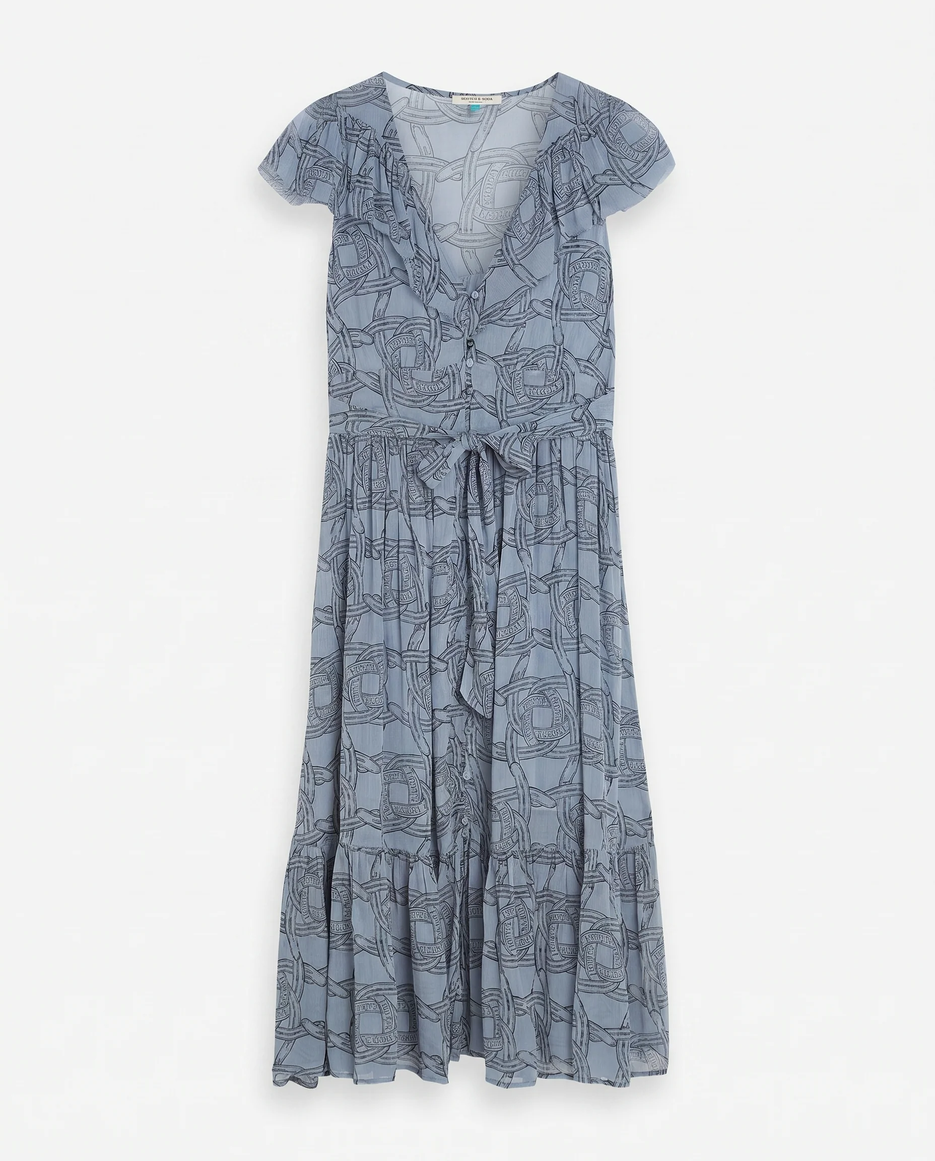 Printed Chiffon Midi Day Dress Horseshoe Infinity - Image 3