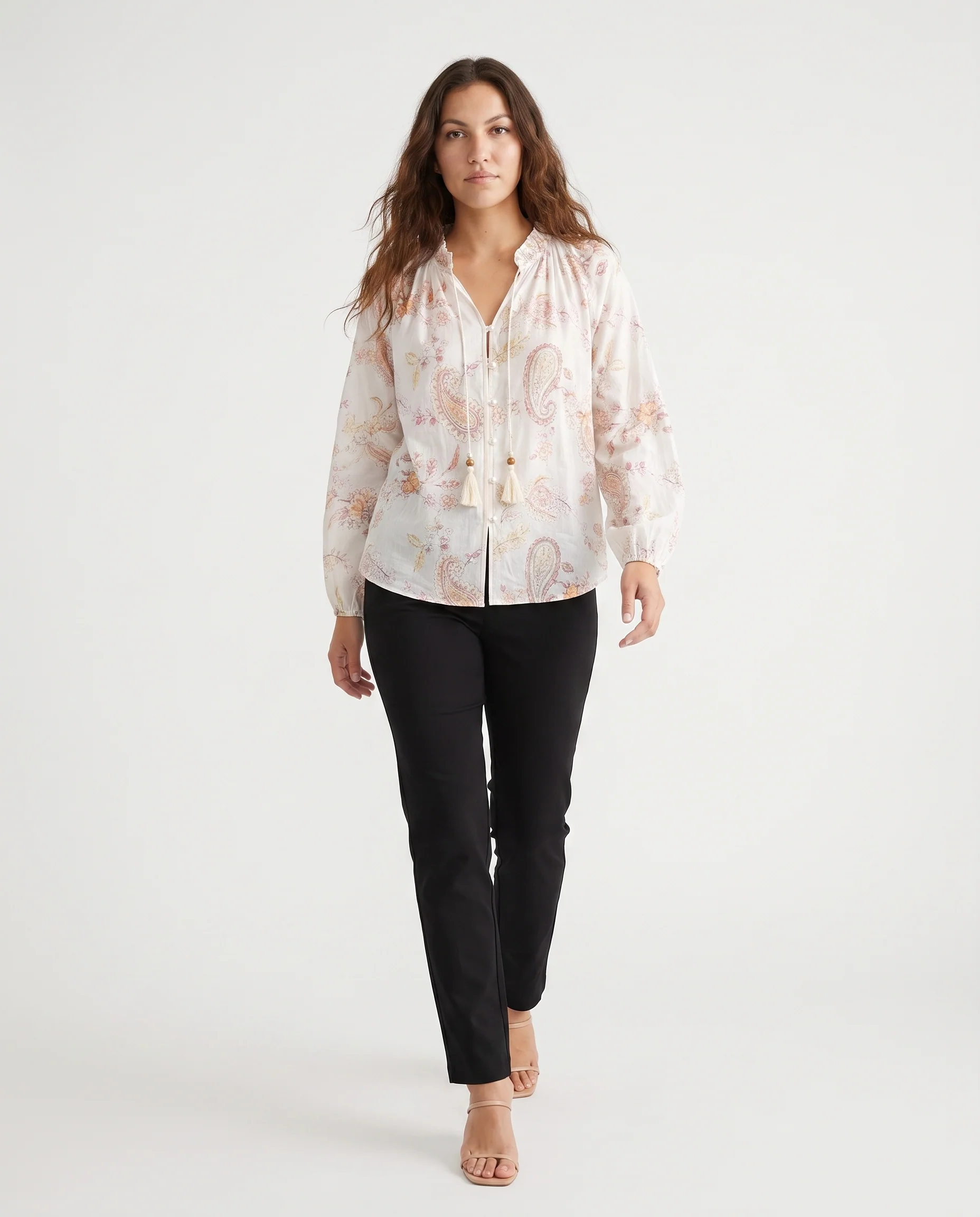 Printed Tassel Blouse Print - Image 3
