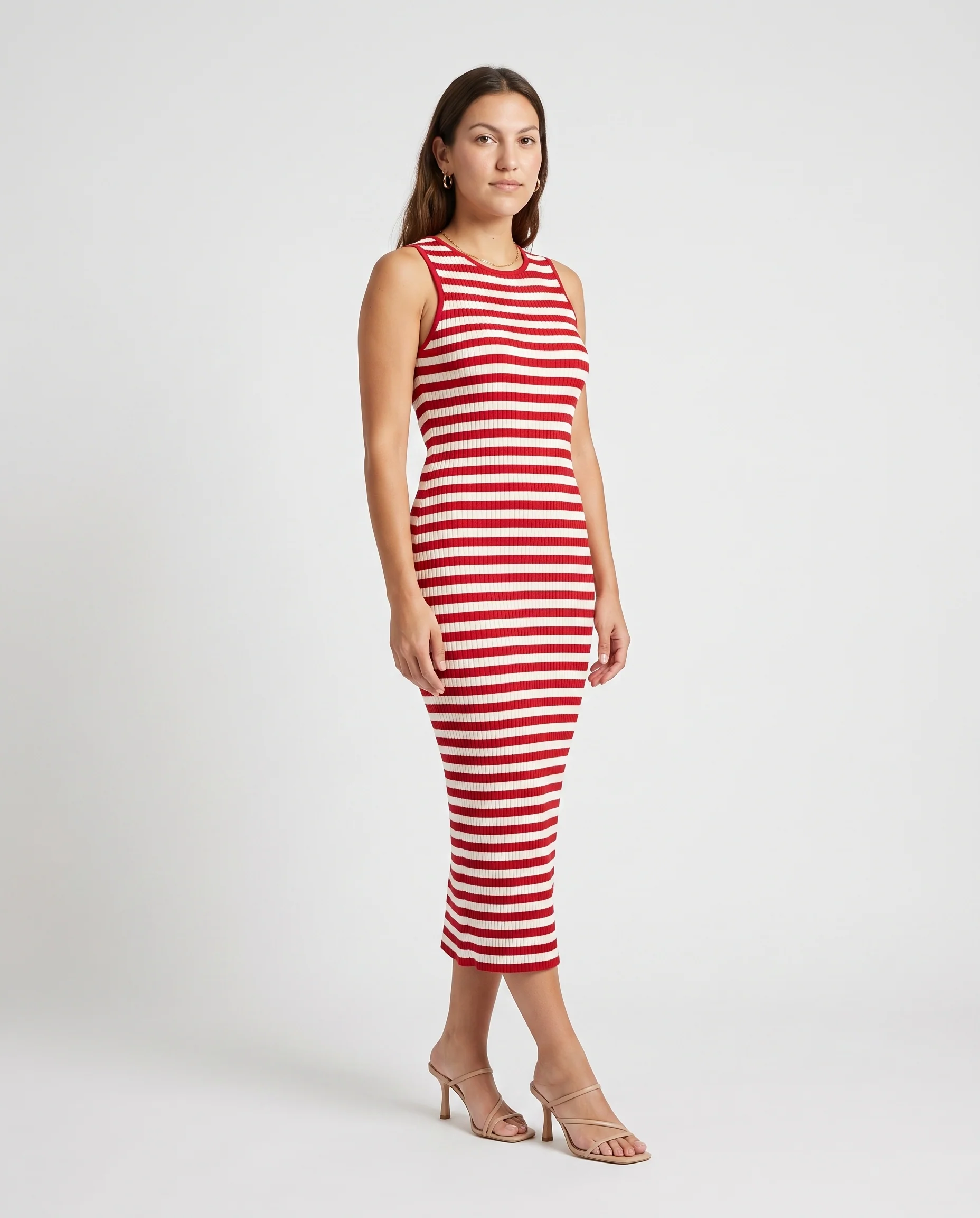 Red Striped Bodycon Dress Red Stripe - Image 2