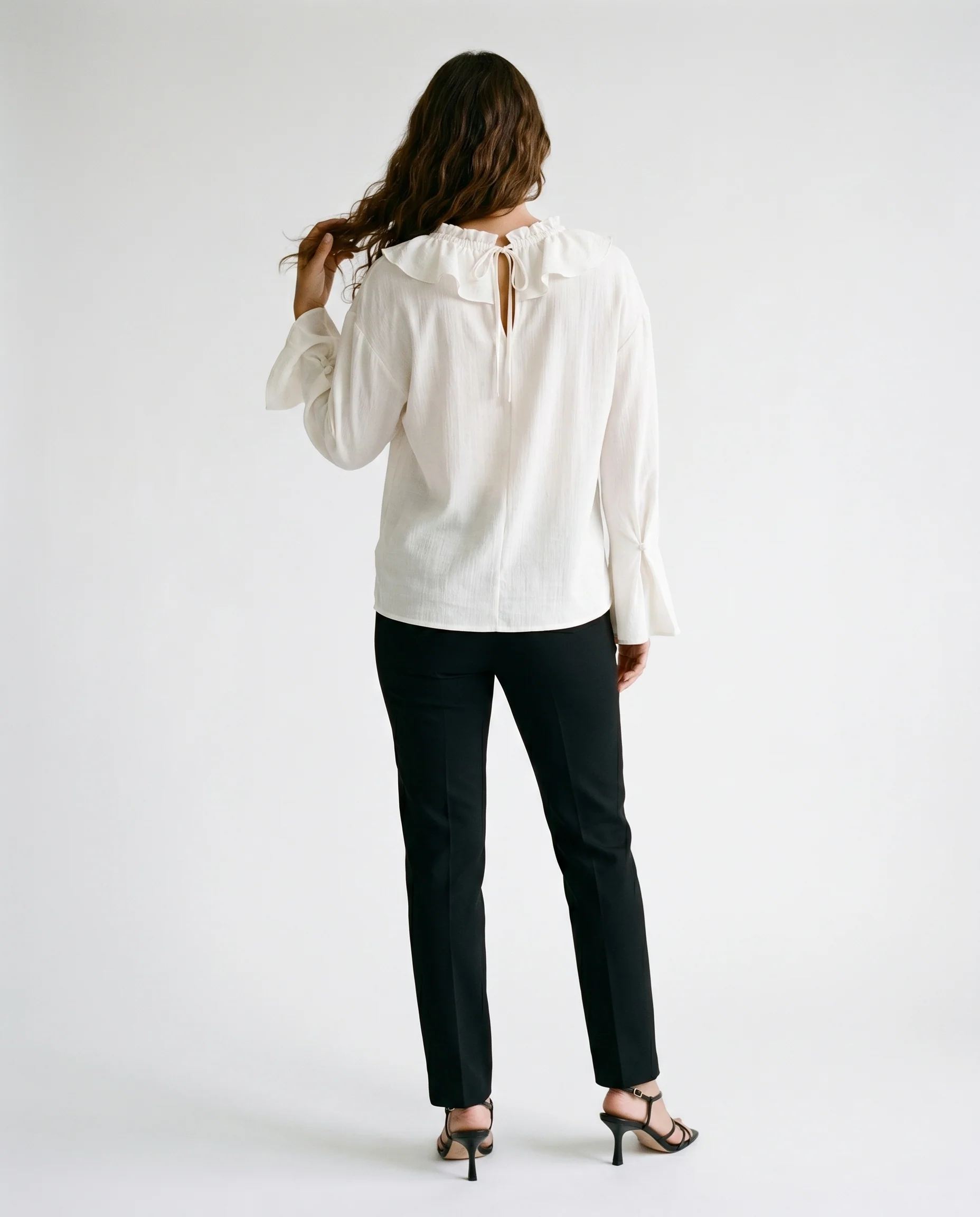 Ruffle Tie-Front Blouse Ivory - Image 4
