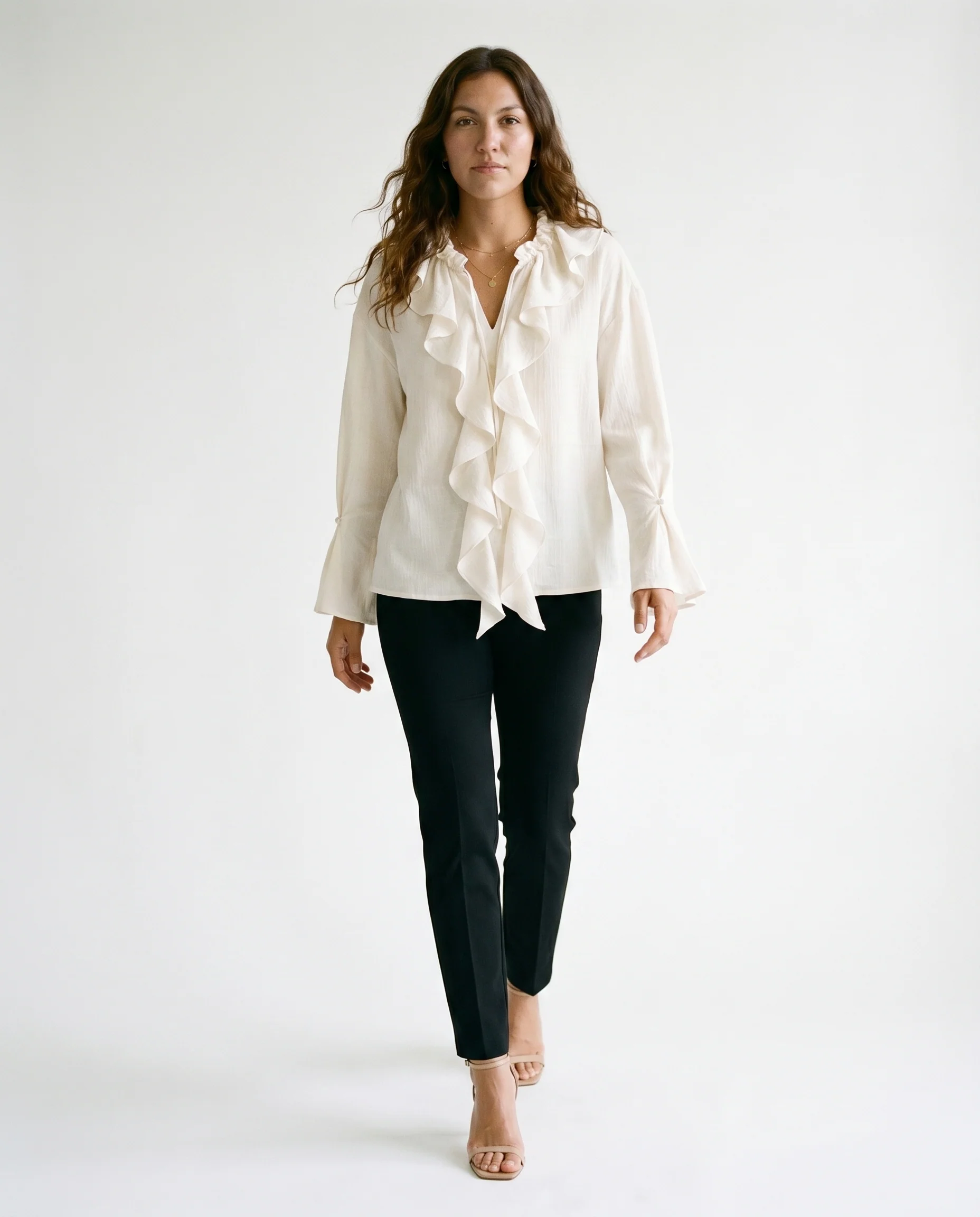 Ruffle Tie-Front Blouse Ivory - Image 5