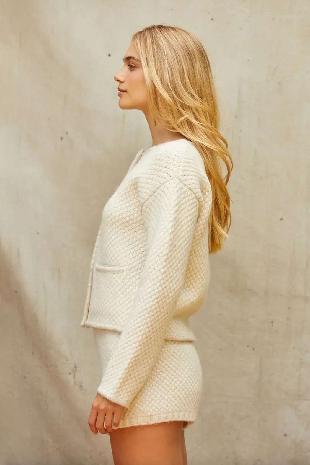 Sandy Boucle Knit Jacket Cream - Image 4