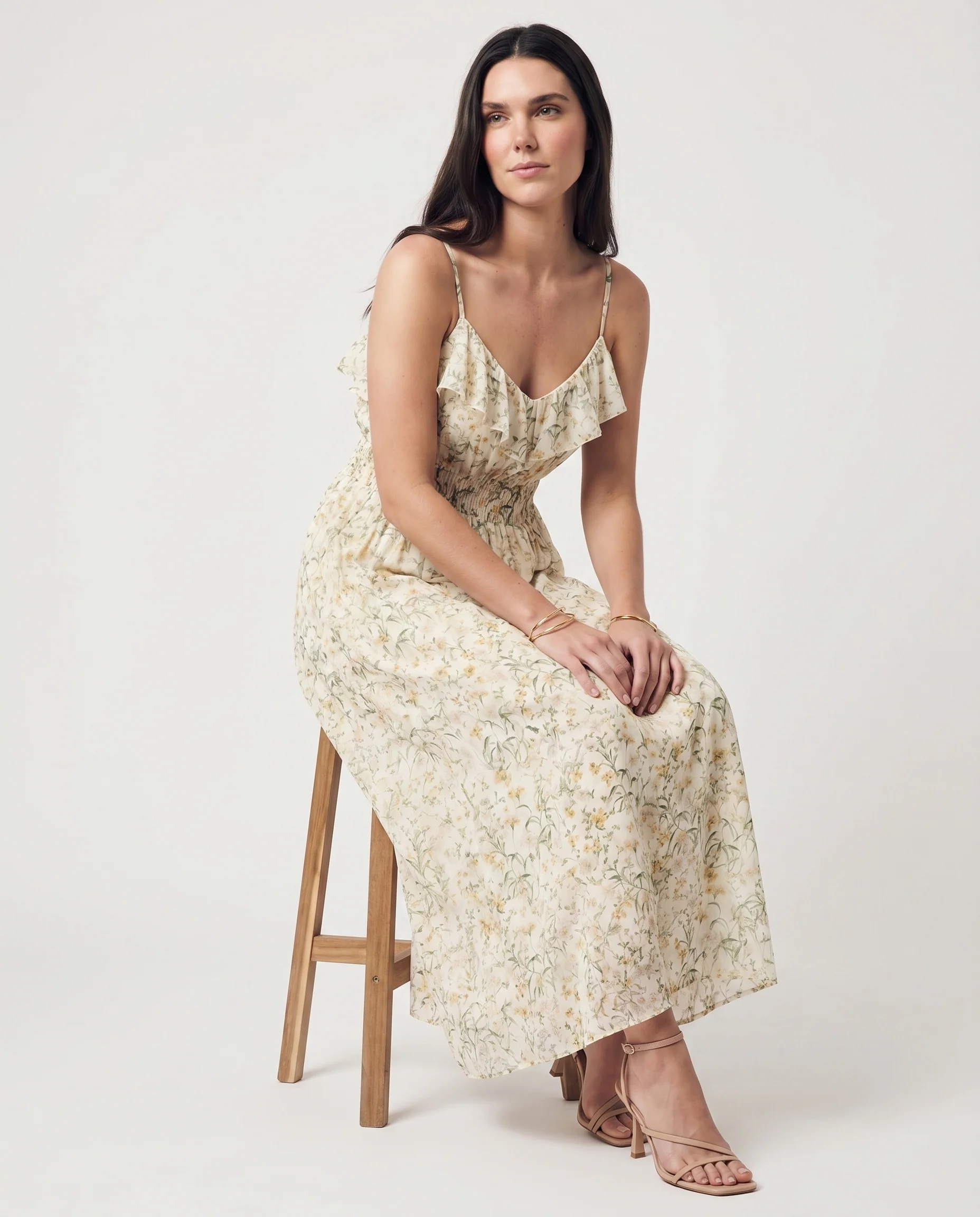 Sereia Floral Dress Ivory Green - Image 3