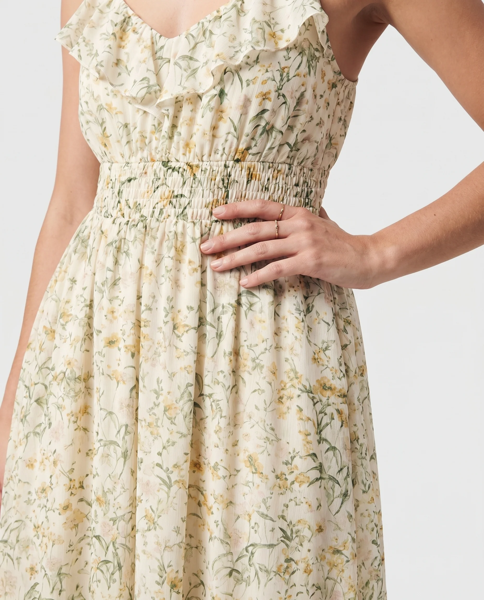 Sereia Floral Dress Ivory Green - Image 4