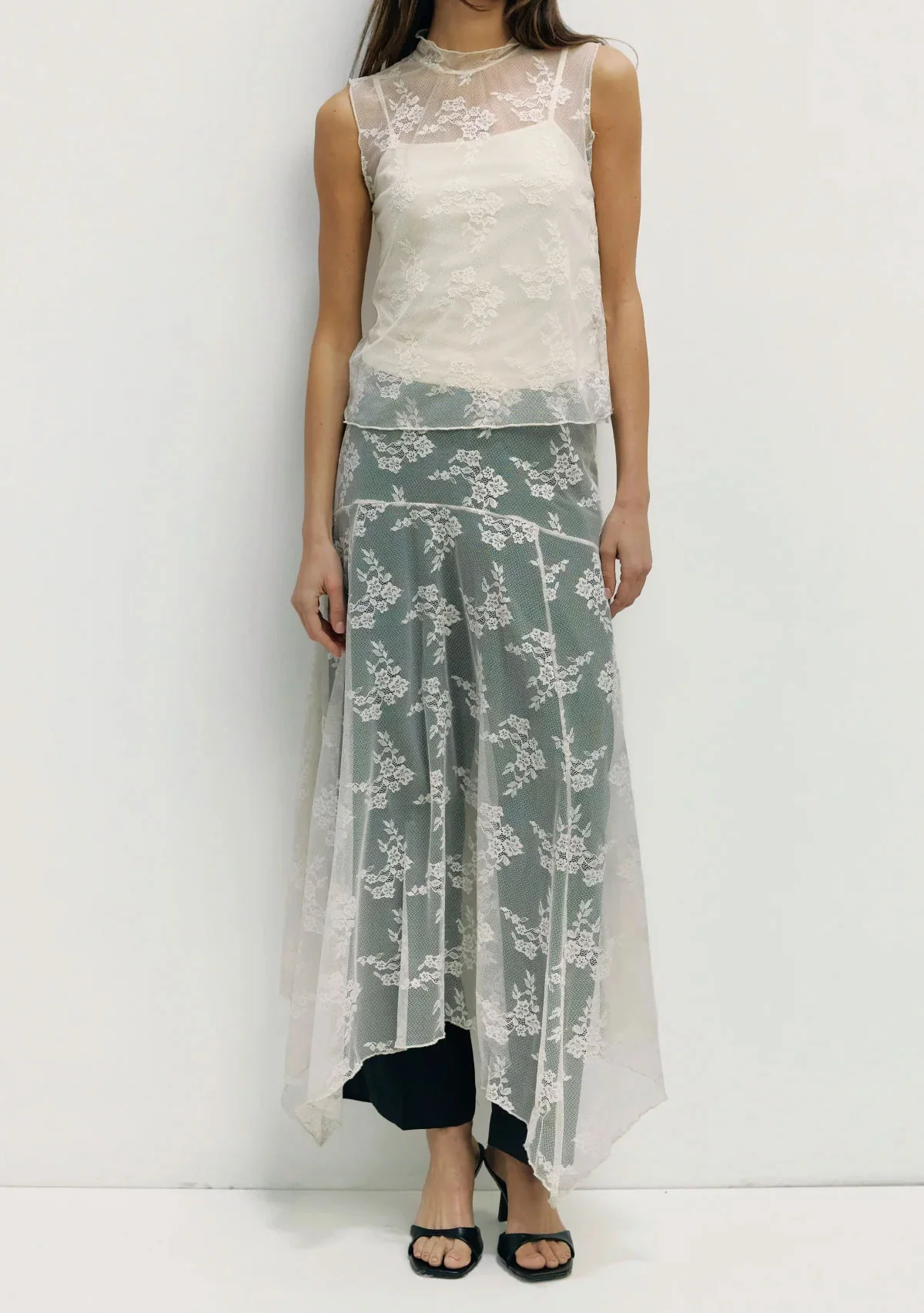 Sheer Lace Skirt Cream - Image 2