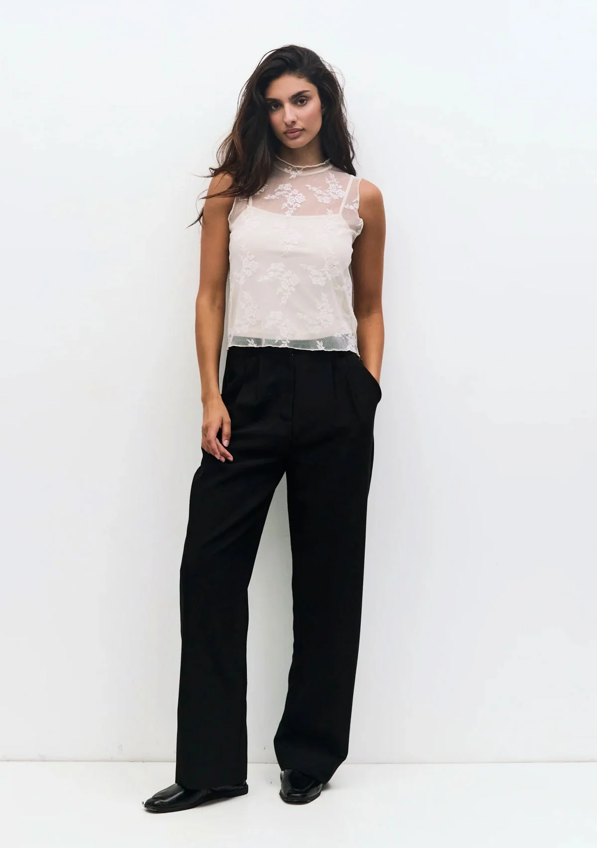 Sheer Lace Top Cream - Image 3