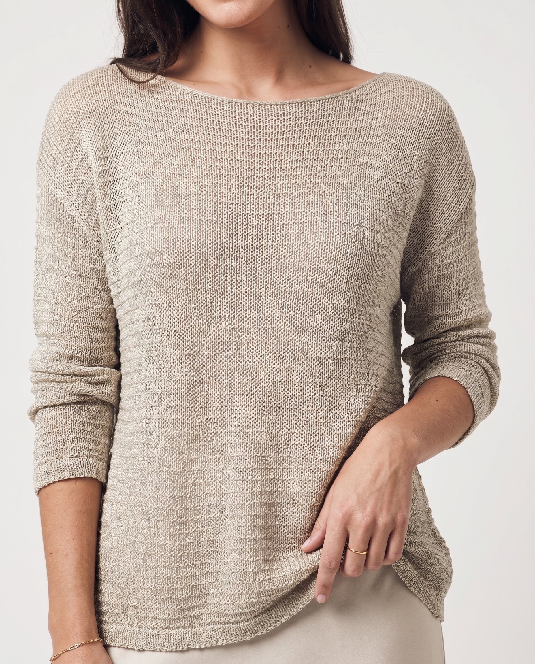 Sheer Open-Knit Long Sleeve Sweater Green - Image 3