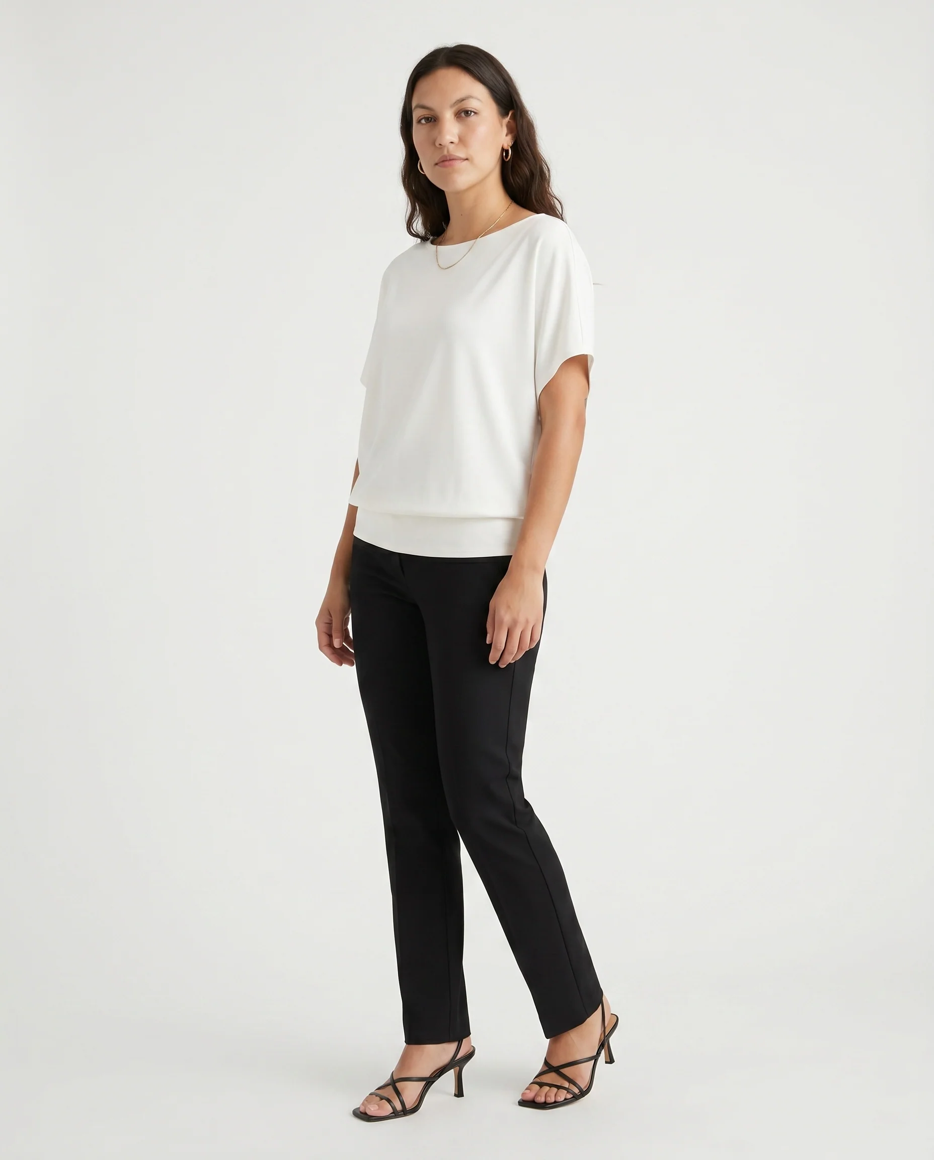 Short Sleeve Scuba Oversized Top Off White