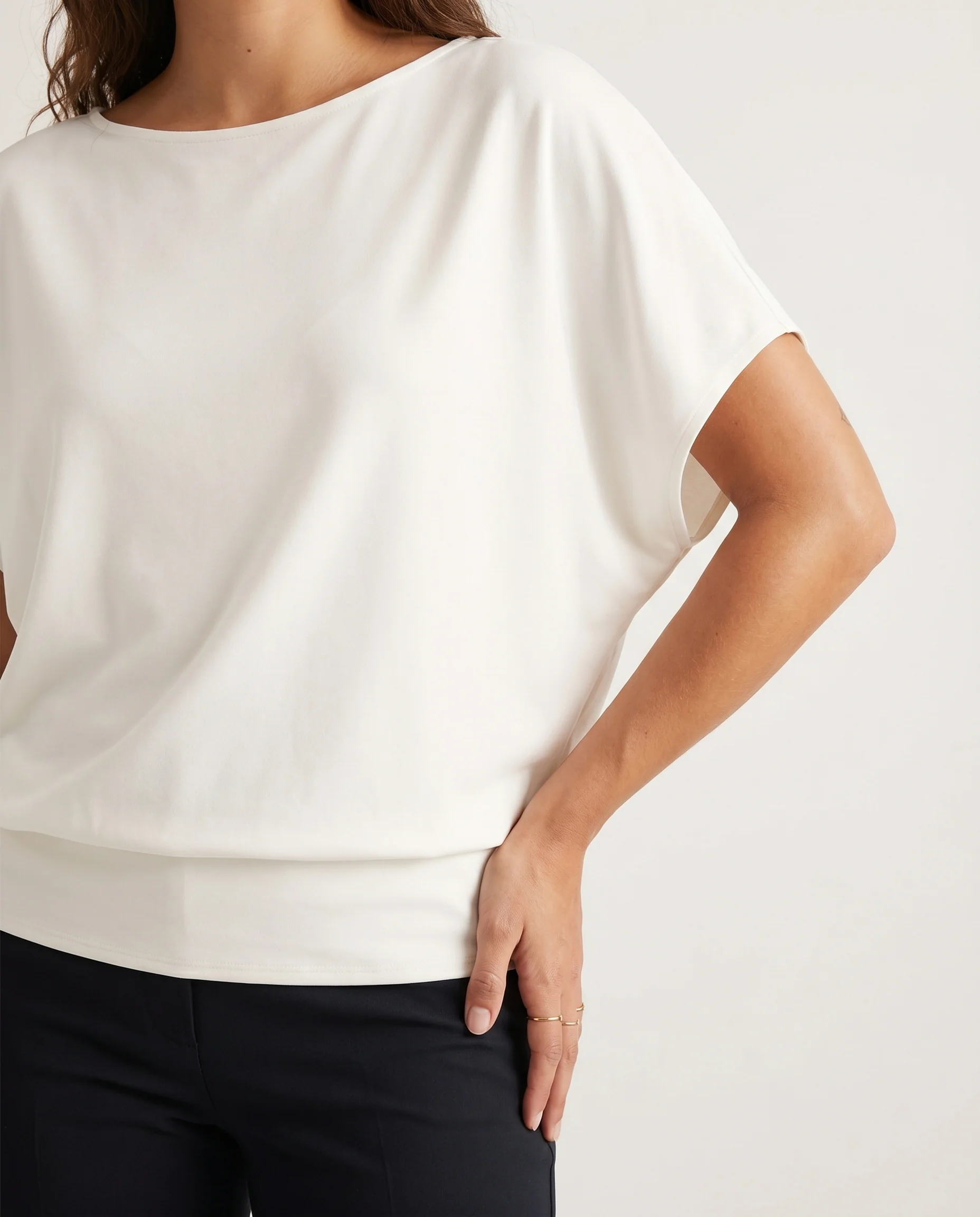Short Sleeve Scuba Oversized Top Off White - Image 4