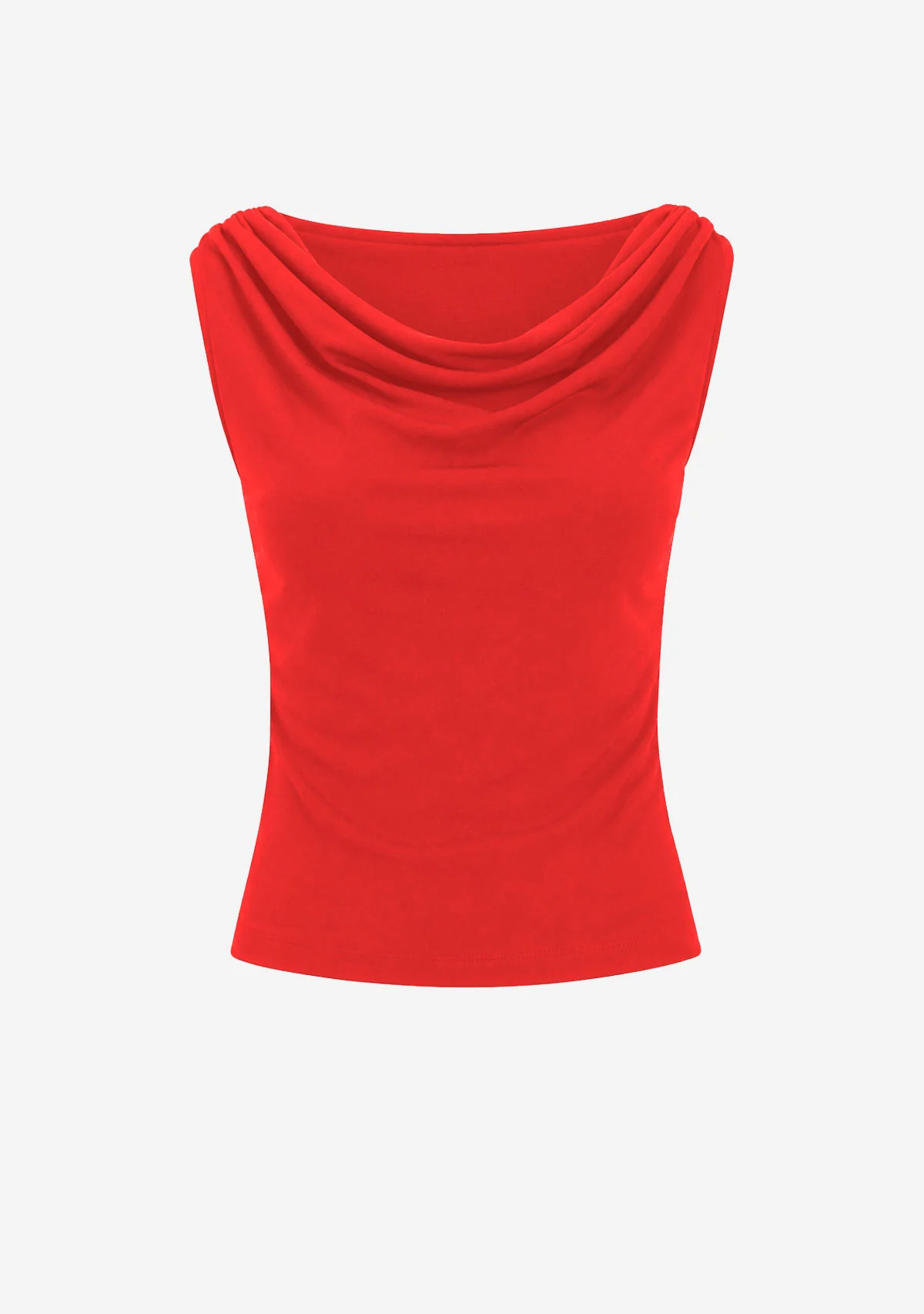 Sleeveless Boat Neck Blouse Red