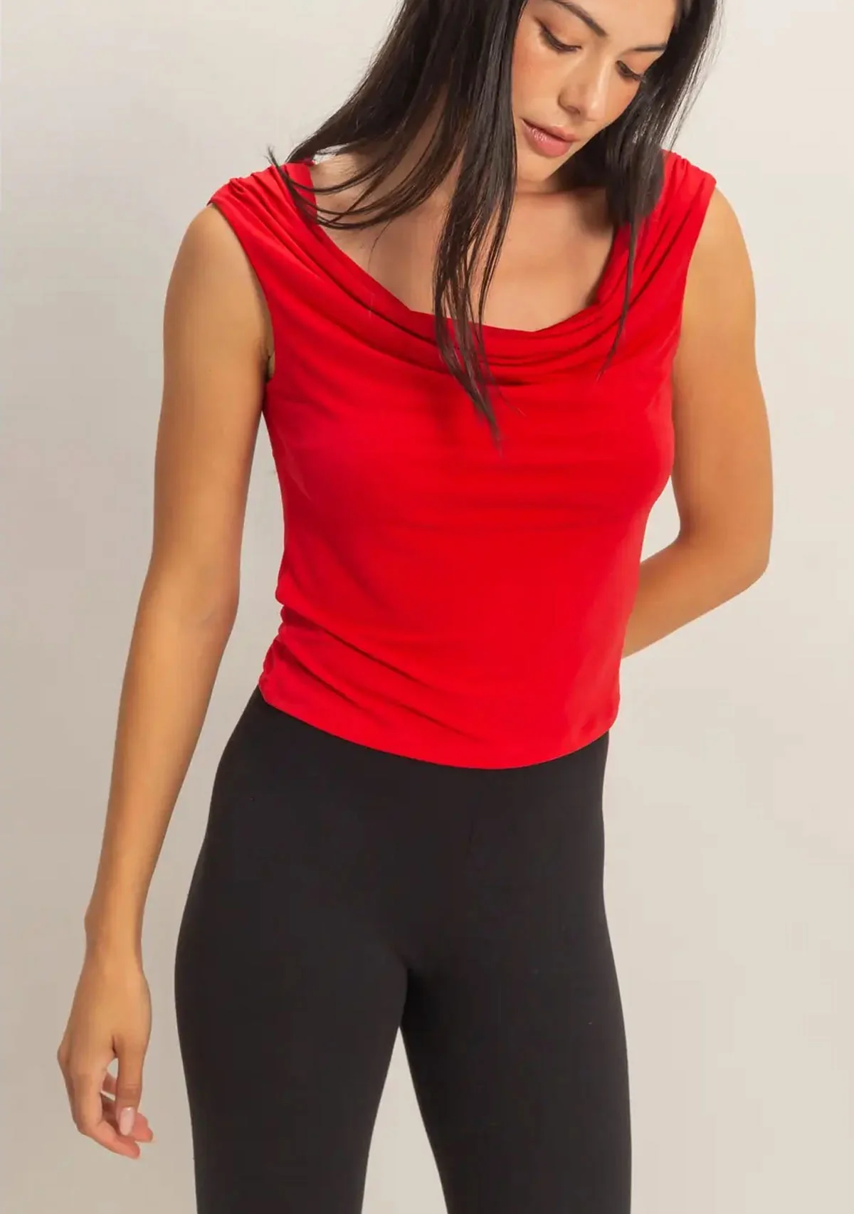 Sleeveless Boat Neck Blouse Red - Image 2
