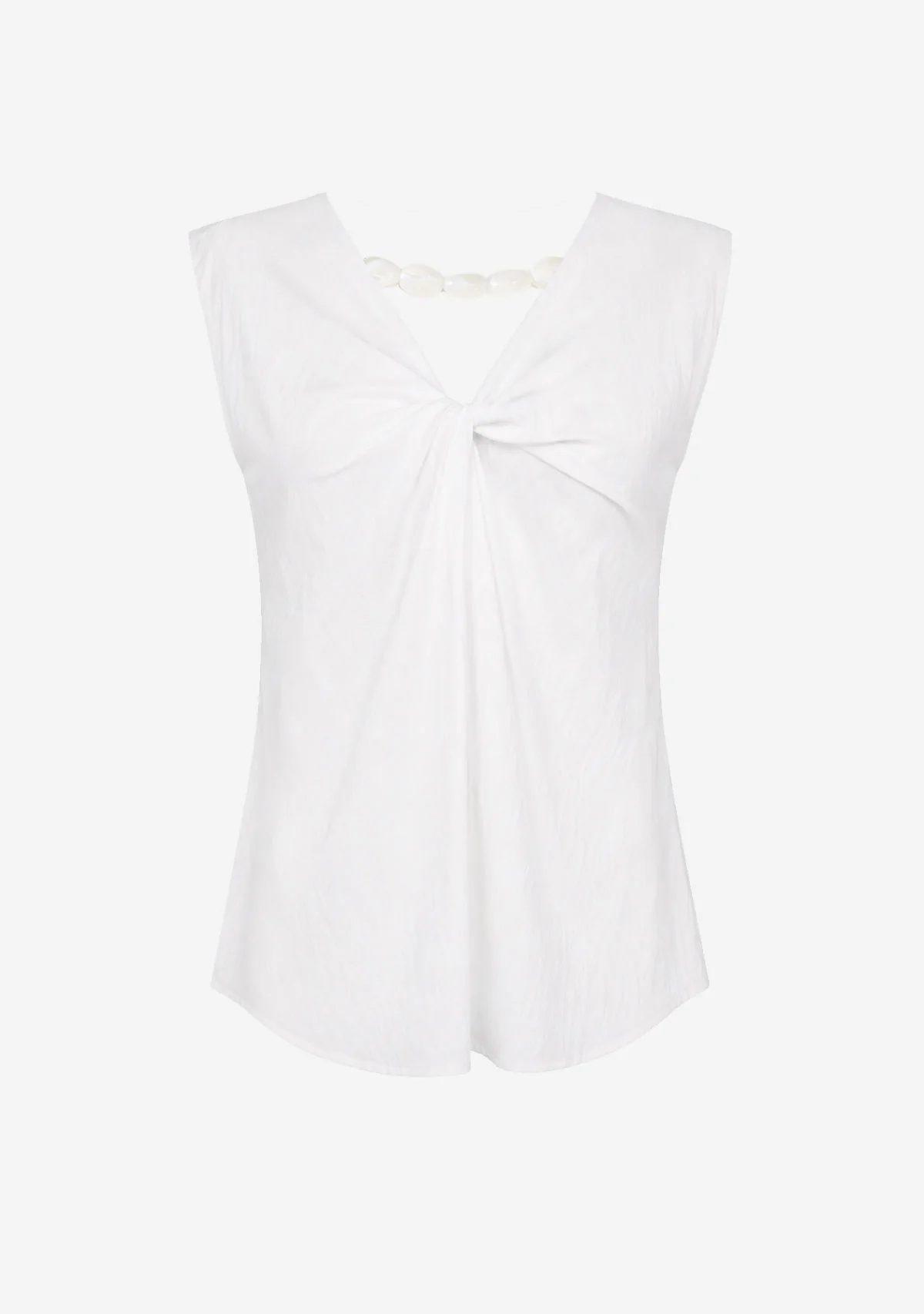Sleeveless Drape Front Top White