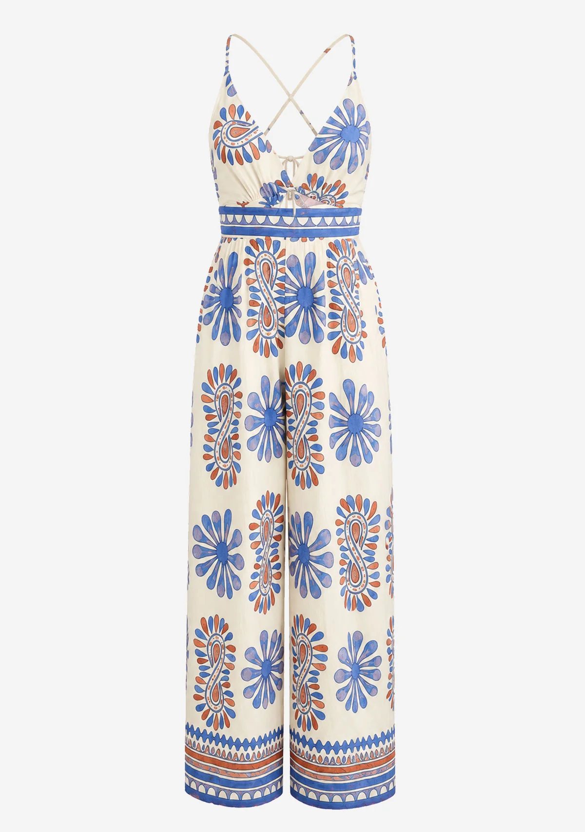 Sleeveless Tie Back Chest Elastic Back Waisted Jumpsuit