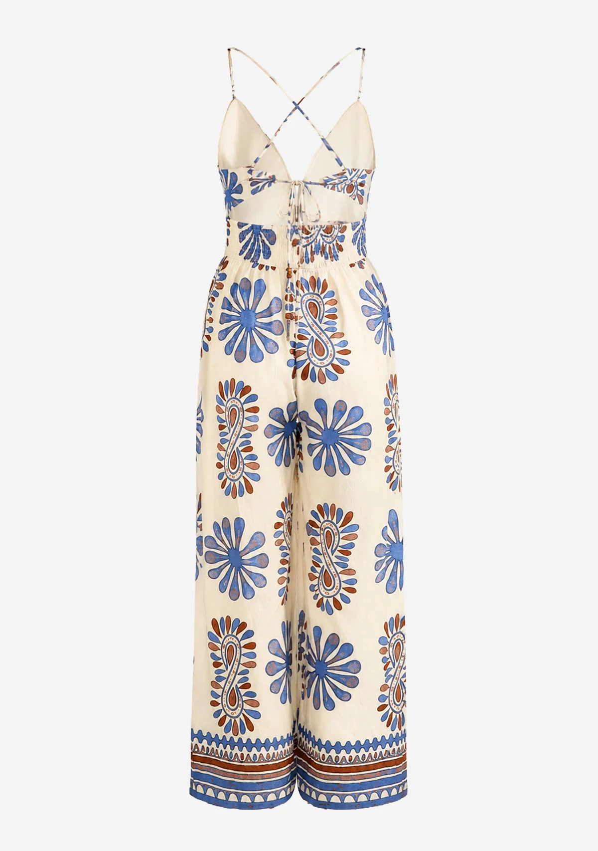 Sleeveless Tie Back Chest Elastic Back Waisted Jumpsuit - Image 2