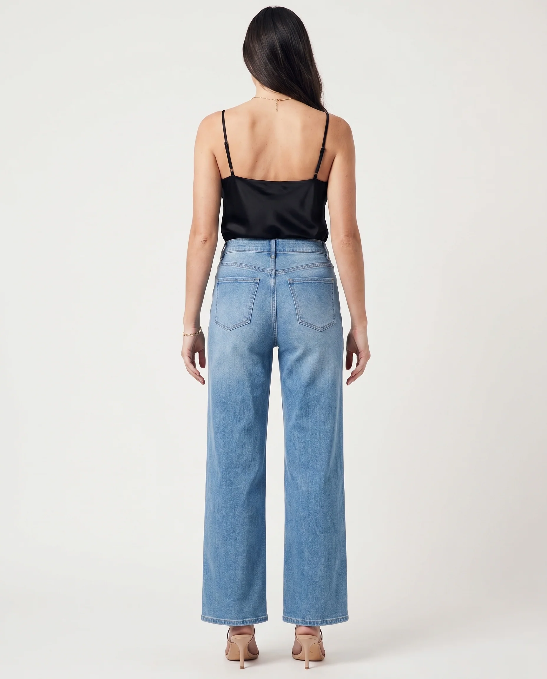 Soft Flare Wide Leg Jeans Denim Blue - Image 3