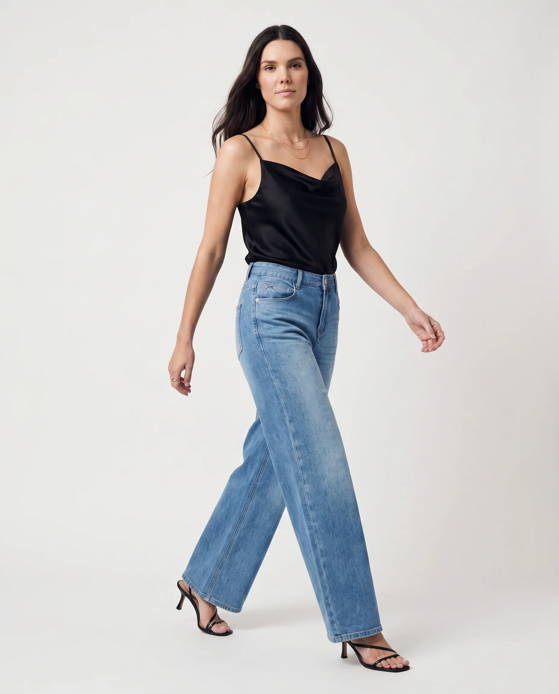 Soft Flare Wide Leg Jeans Denim Blue - Image 4