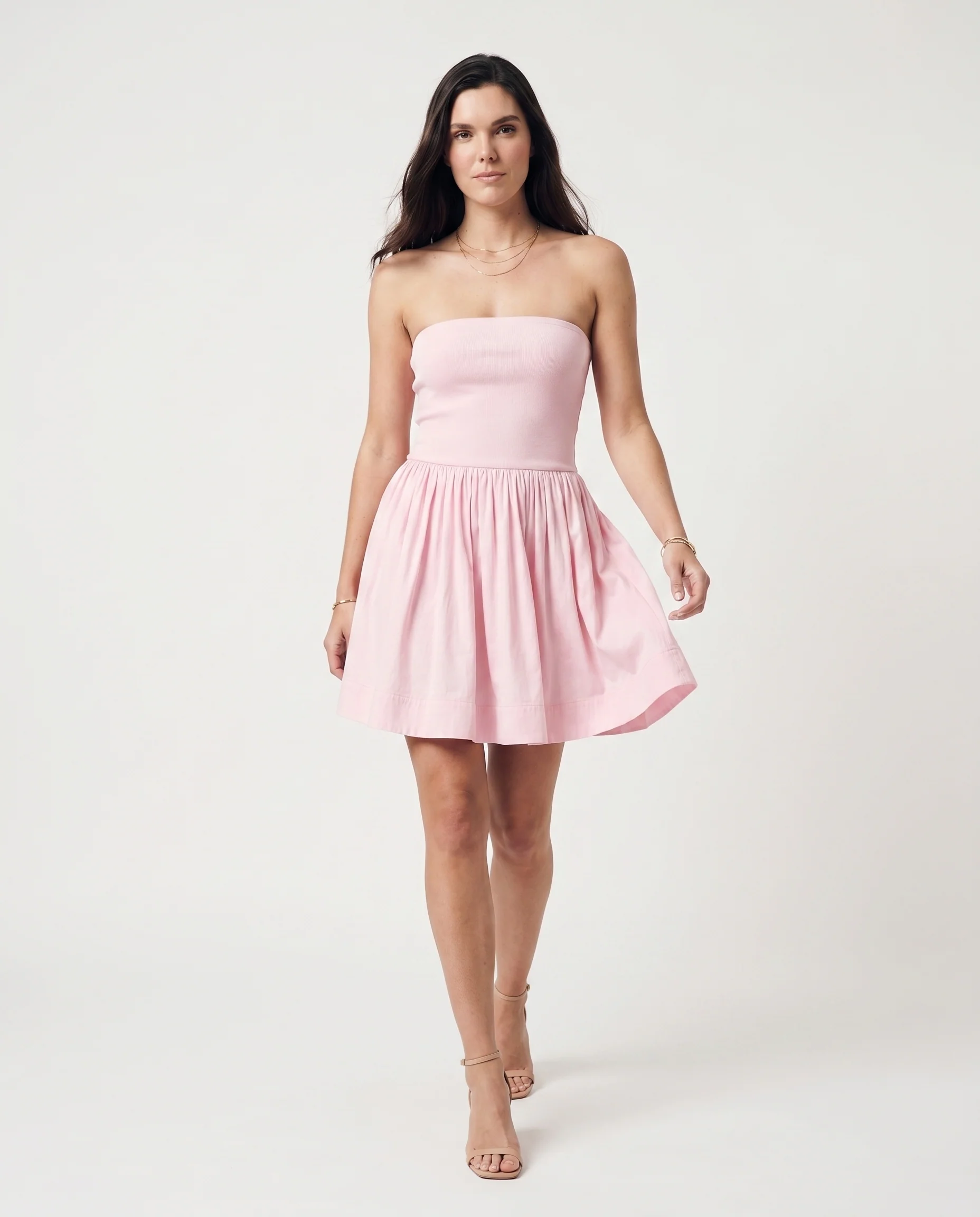 Strapless Flowy Mini Dress Soft Pink - Image 4