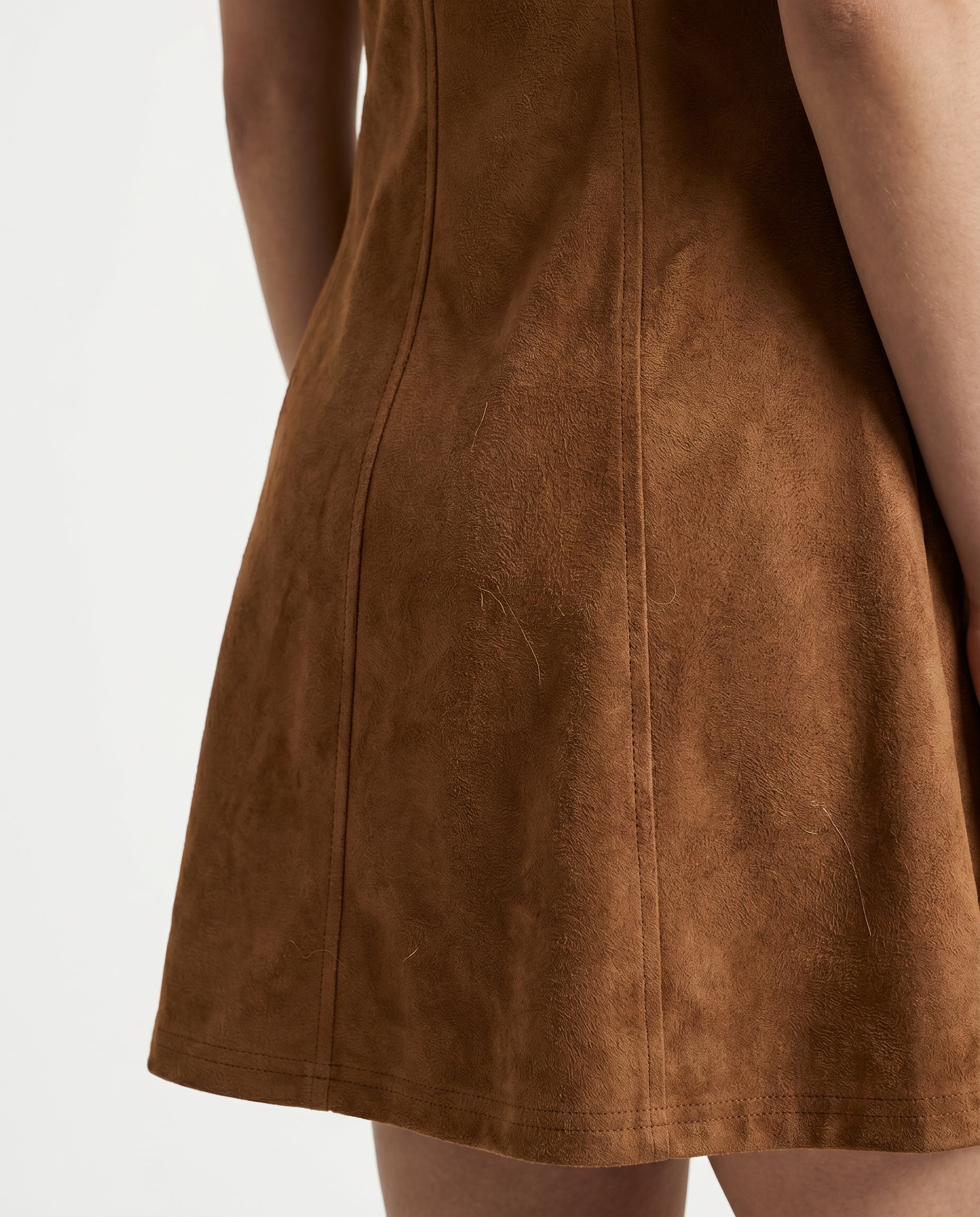 Suede Denim Backless a Line Mini Dress - Image 7