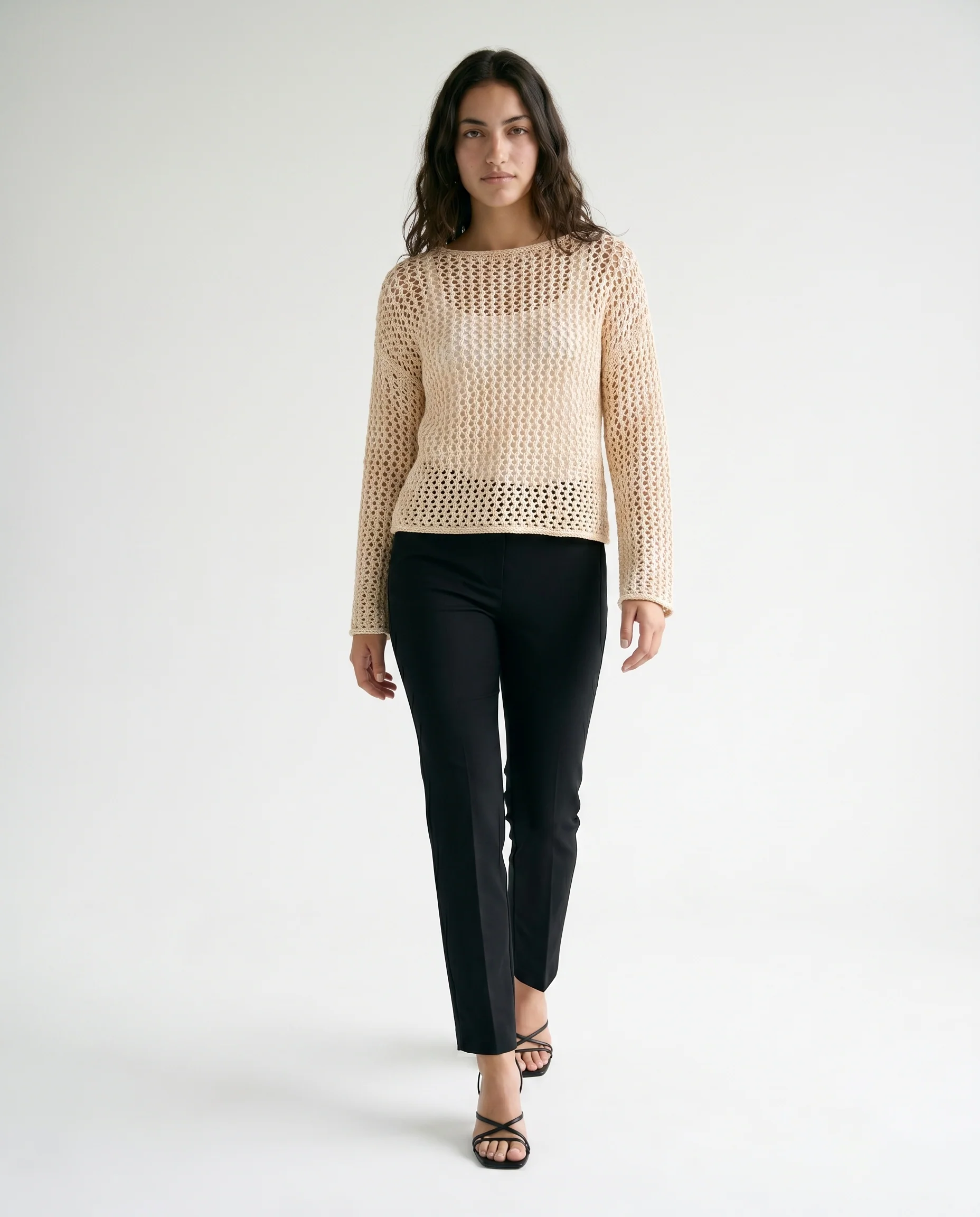 Textured Knit Sweater Beige