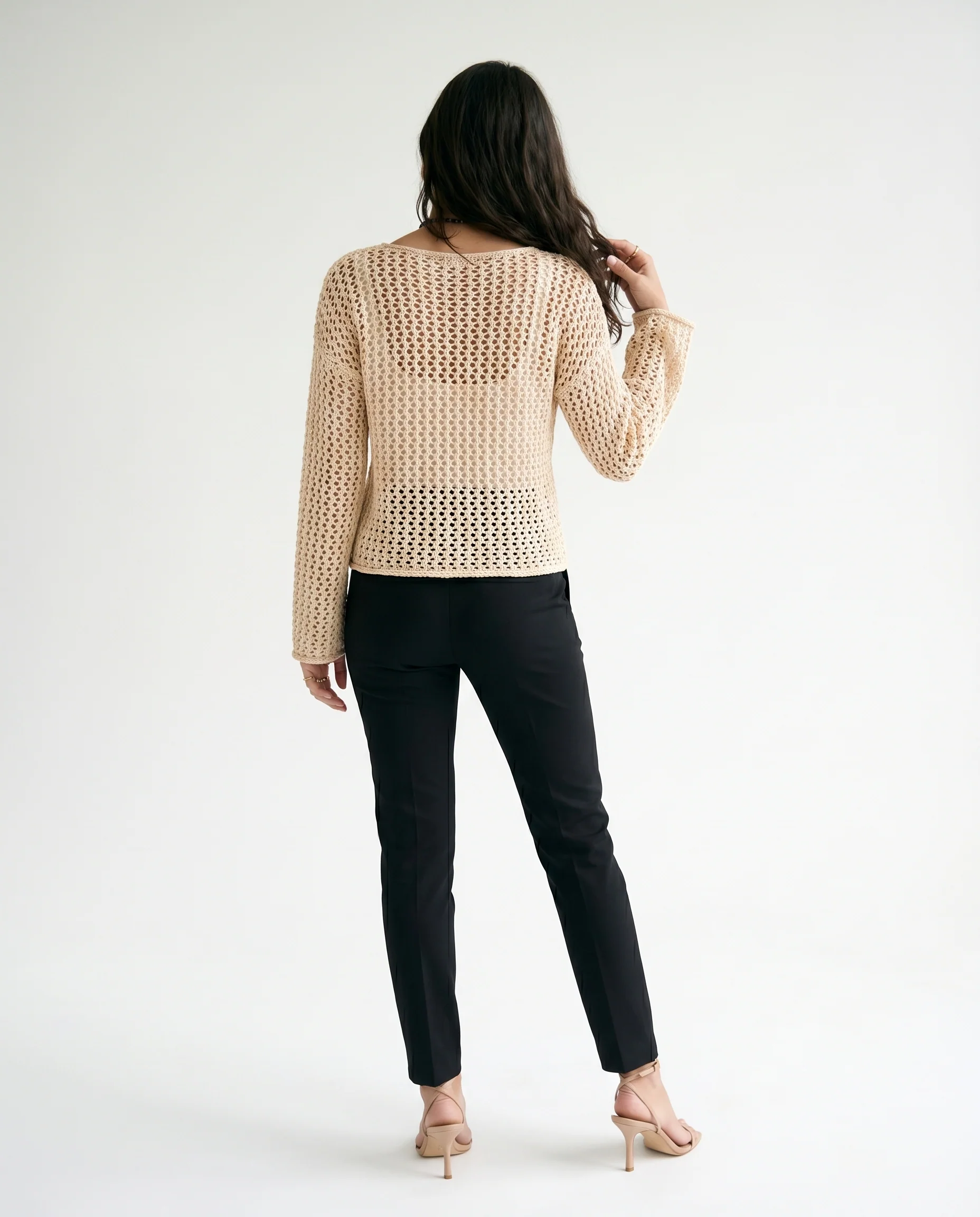 Textured Knit Sweater Beige - Image 4