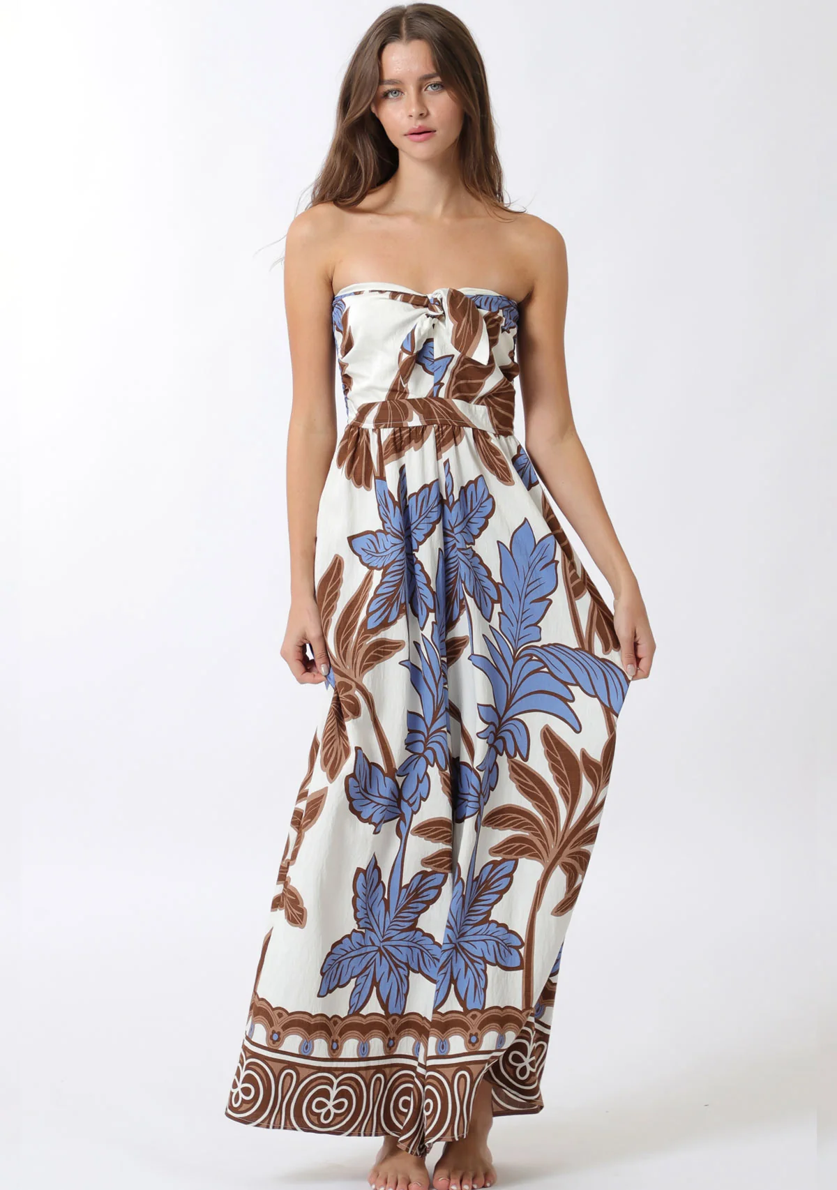 Tie Front Chest Tube Elastic Back Waisted Jumpsuit - Image 3