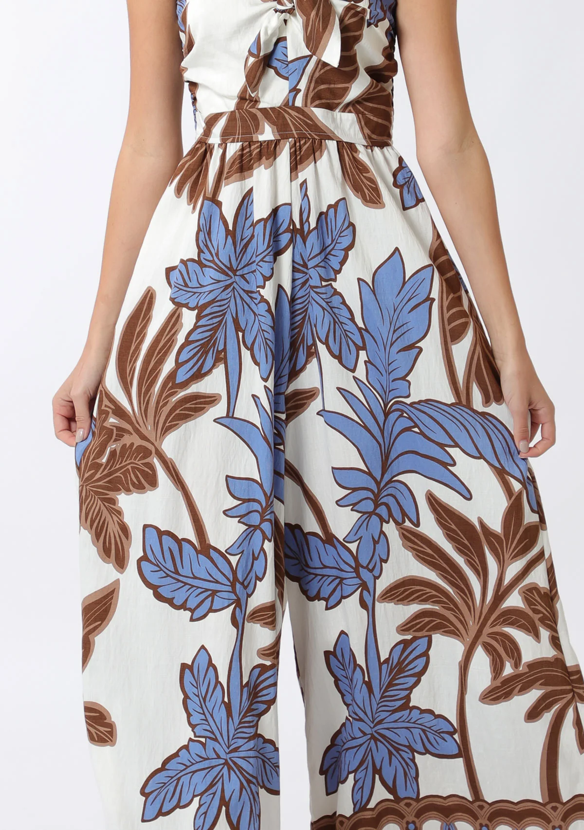 Tie Front Chest Tube Elastic Back Waisted Jumpsuit - Image 5