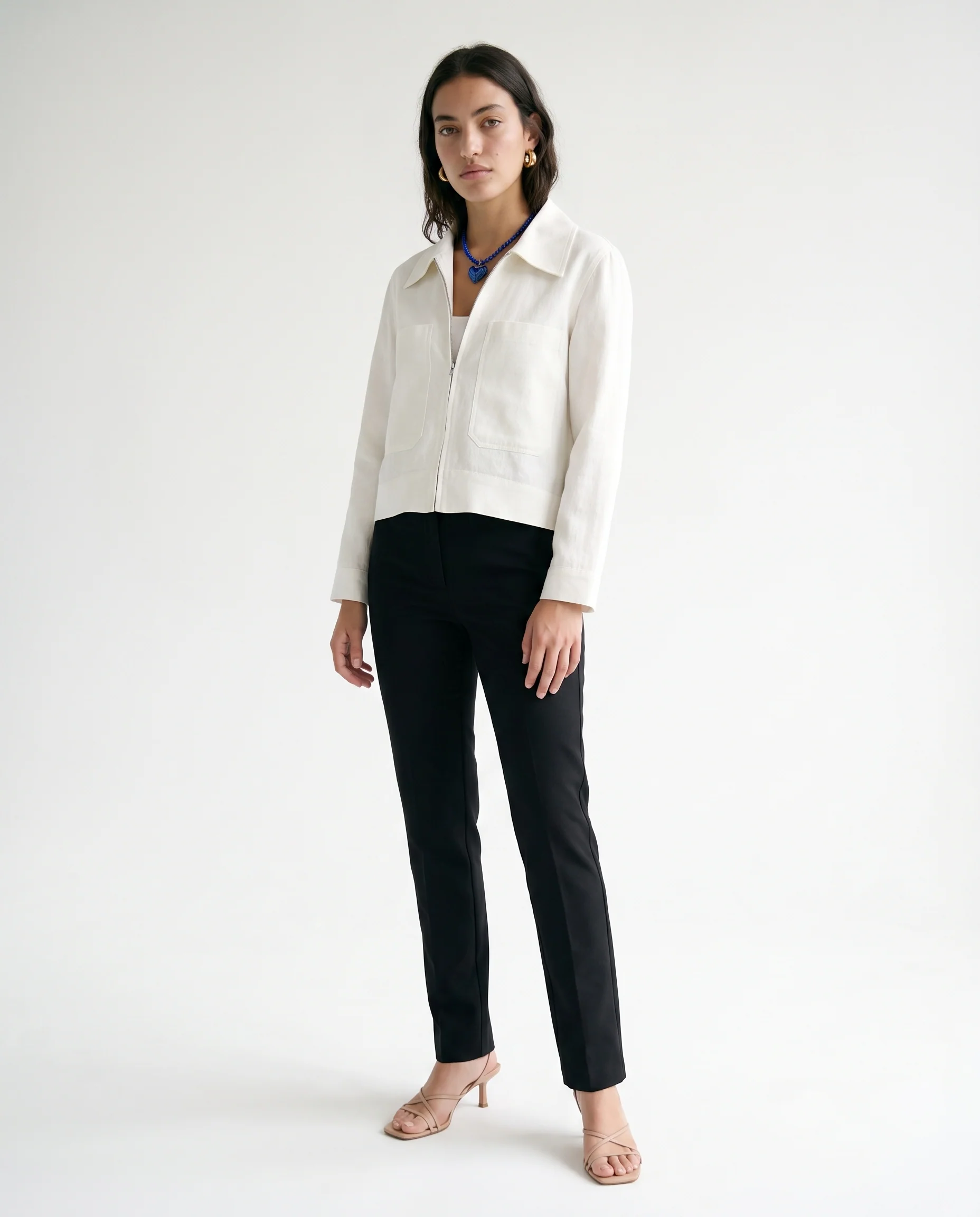 Tie-Front Shacket White